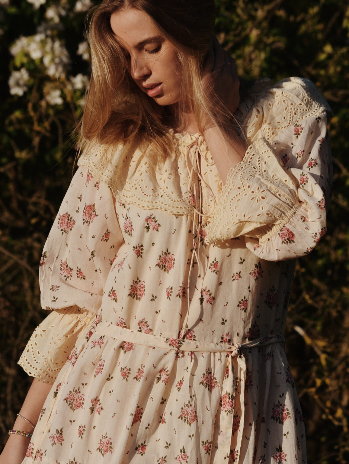 100% RECYCLED COTTON - MARIONETTE MAXI DRESS PINK ROSE - NO BELT