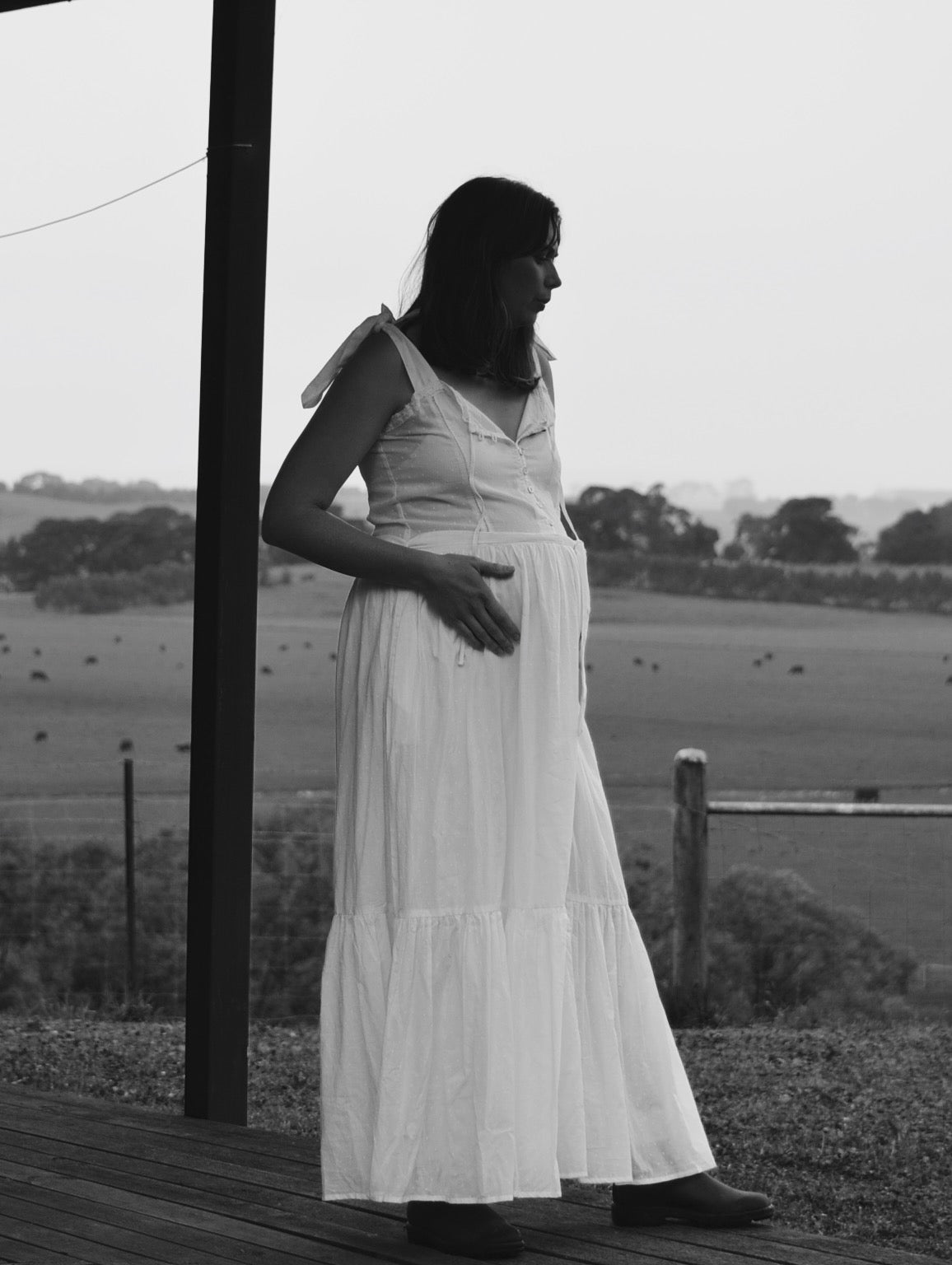 100% RECYCLED COTTON - ADELINE MAXI DRESS WHITE