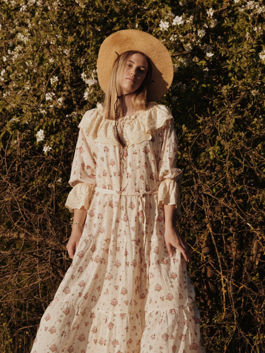 100% RECYCLED COTTON - MARIONETTE MAXI DRESS PINK ROSE - NO BELT