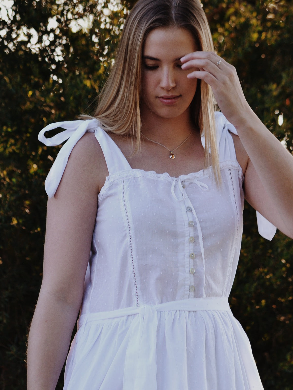 100% RECYCLED COTTON - ADELINE MAXI DRESS WHITE