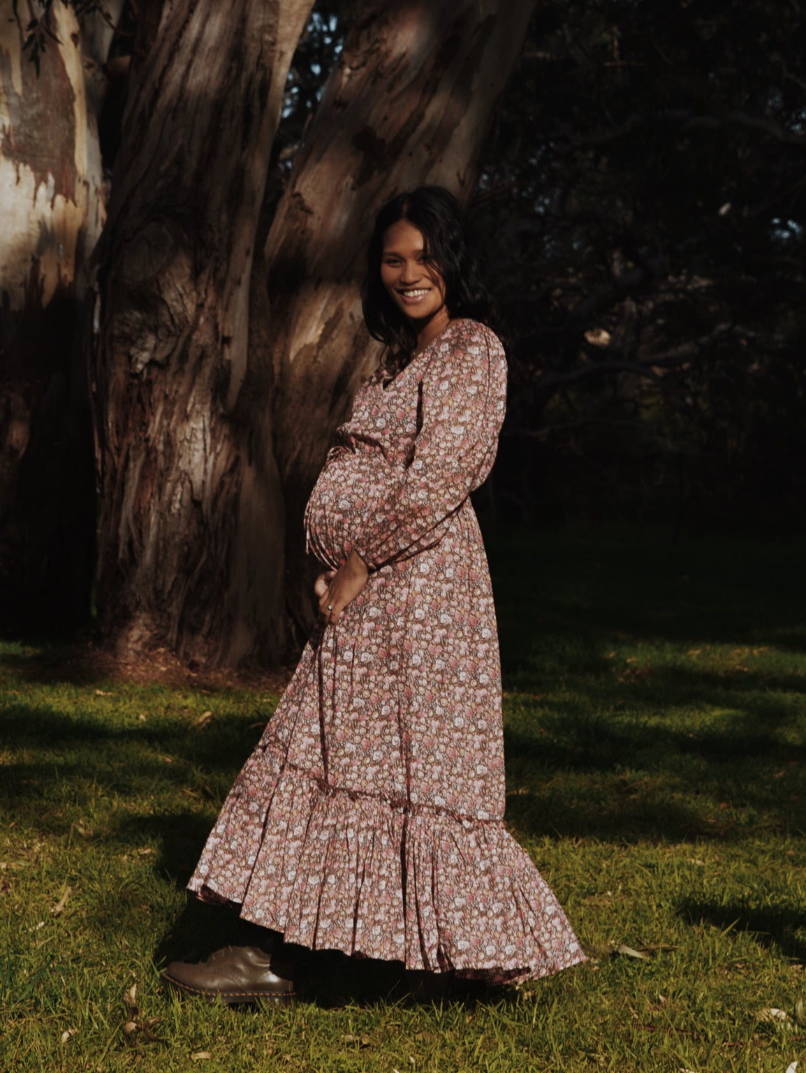 SMALL RESTOCK - MAÈLI MIDI DRESS BROWN FLORAL