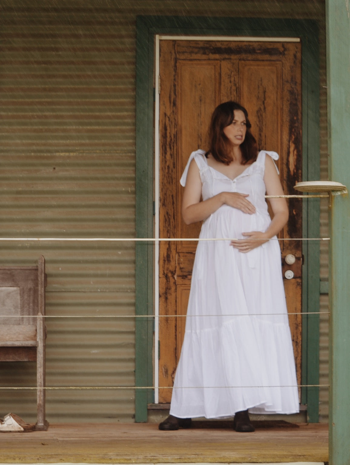 100% RECYCLED COTTON - ADELINE MAXI DRESS WHITE
