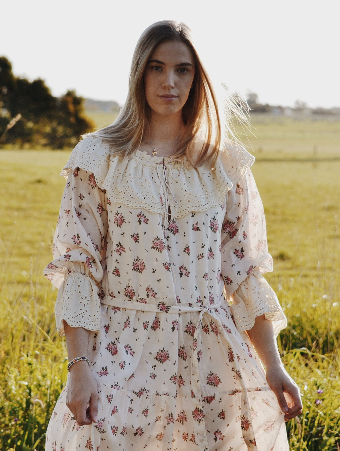 100% RECYCLED COTTON - MARIONETTE MAXI DRESS PINK ROSE - NO BELT