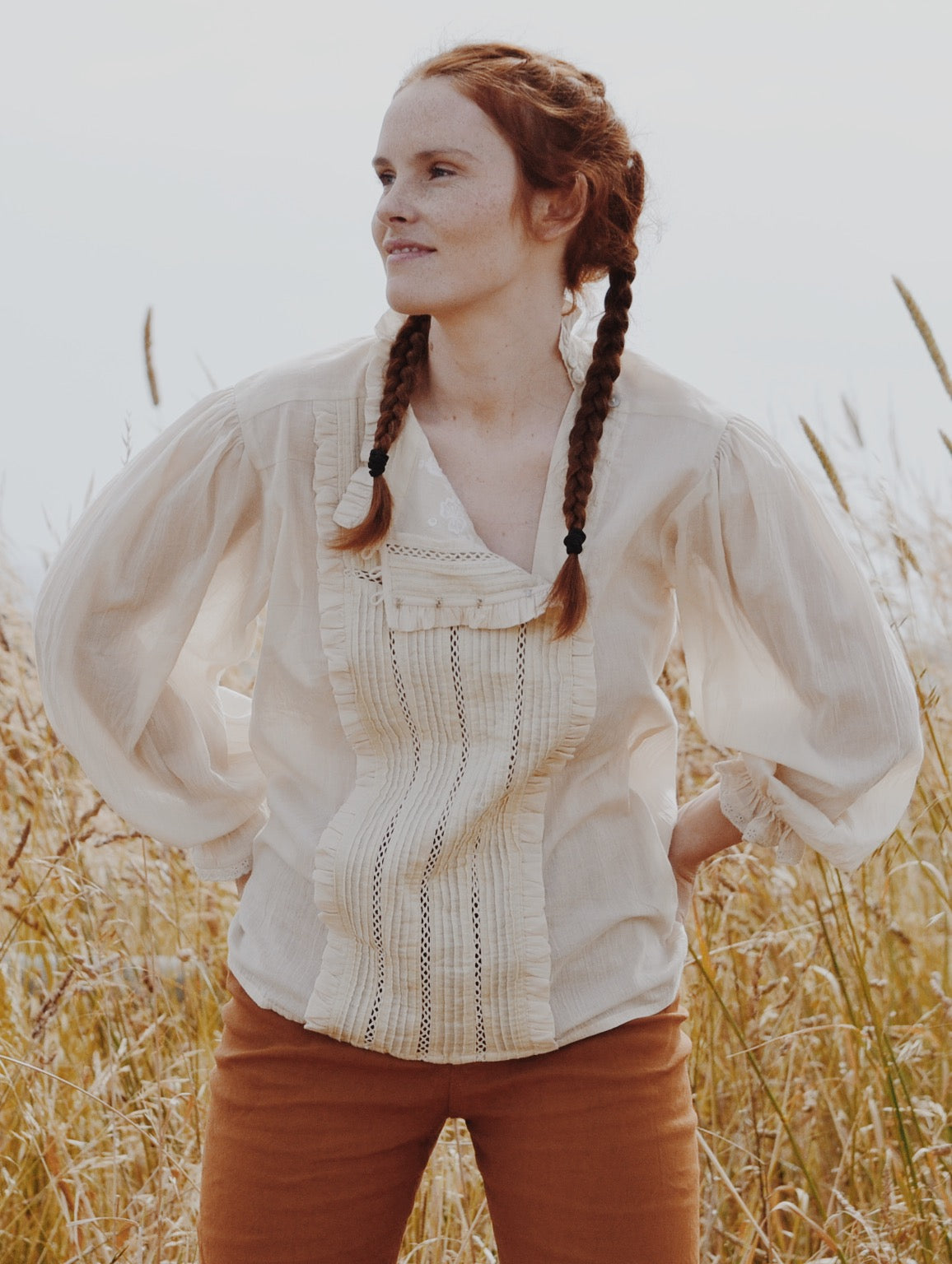100% RECYCLED COTTON - PAULINA BLOUSE ANTIQUE WHITE