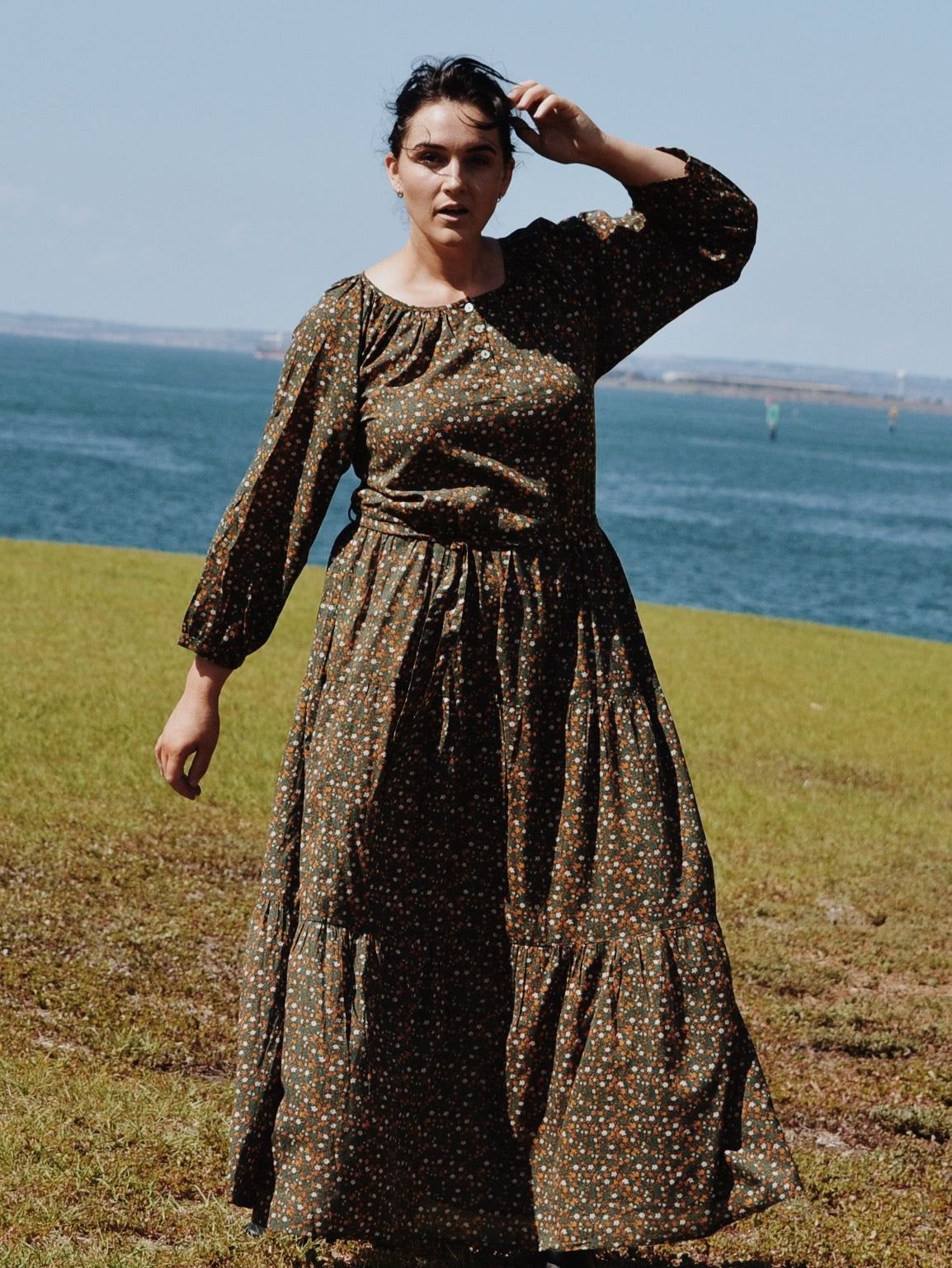 SECOND - PRU MAXI DRESS GREEN GARDEN FLORAL