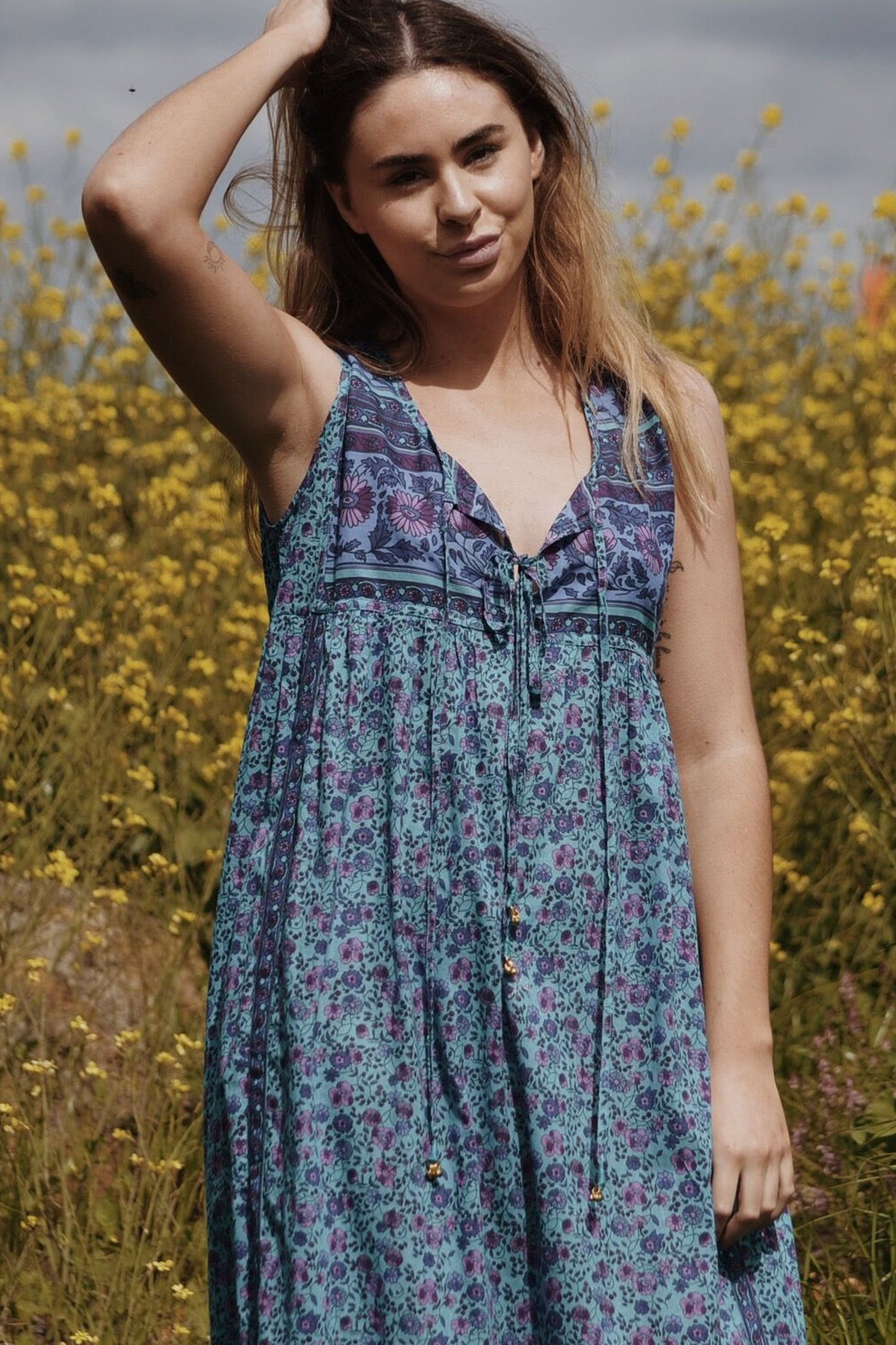 MALIN TURQUOISE FLORAL DRESS