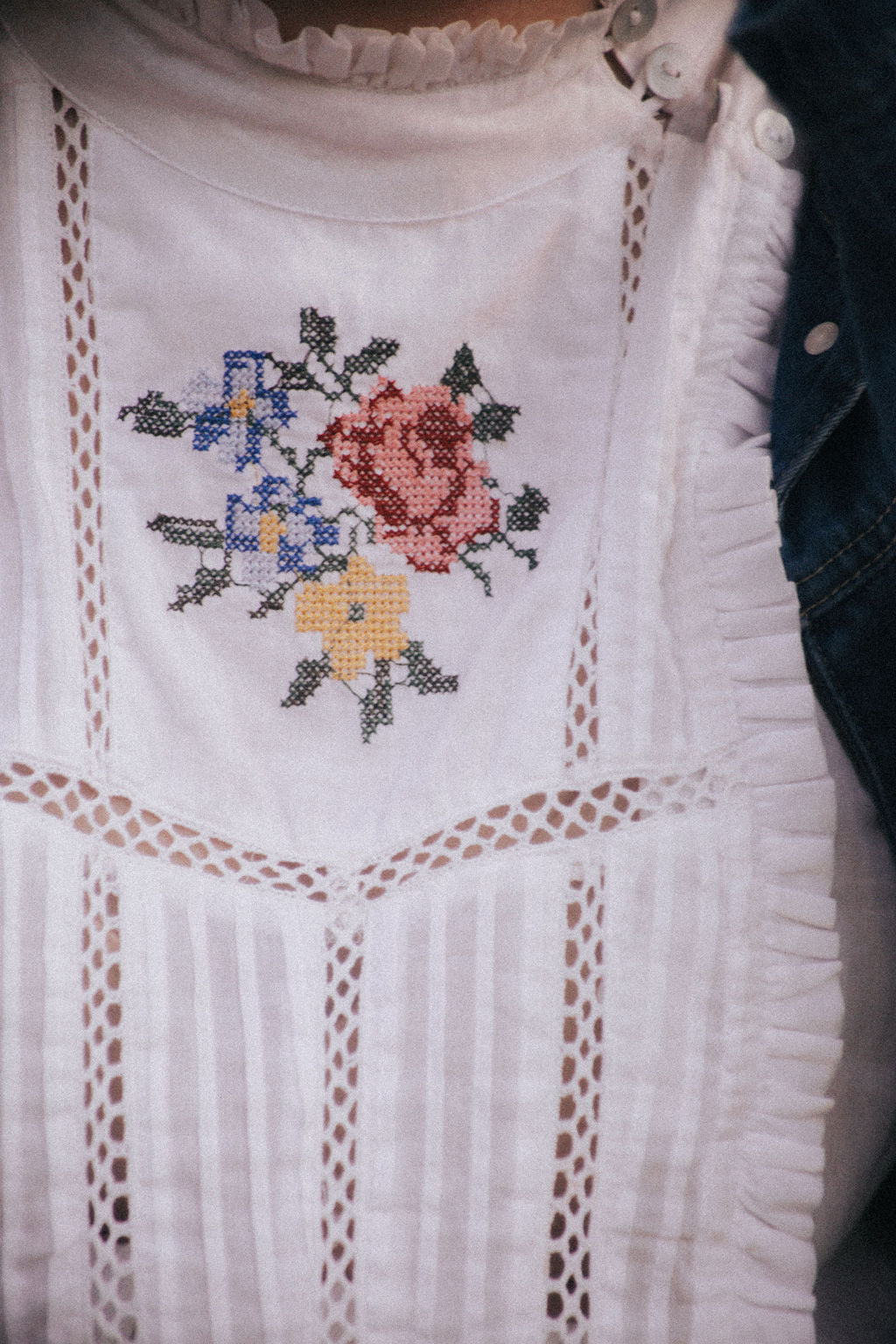 PREORDER PAULINA WHITE CROSS STITCH COTTON DRESS