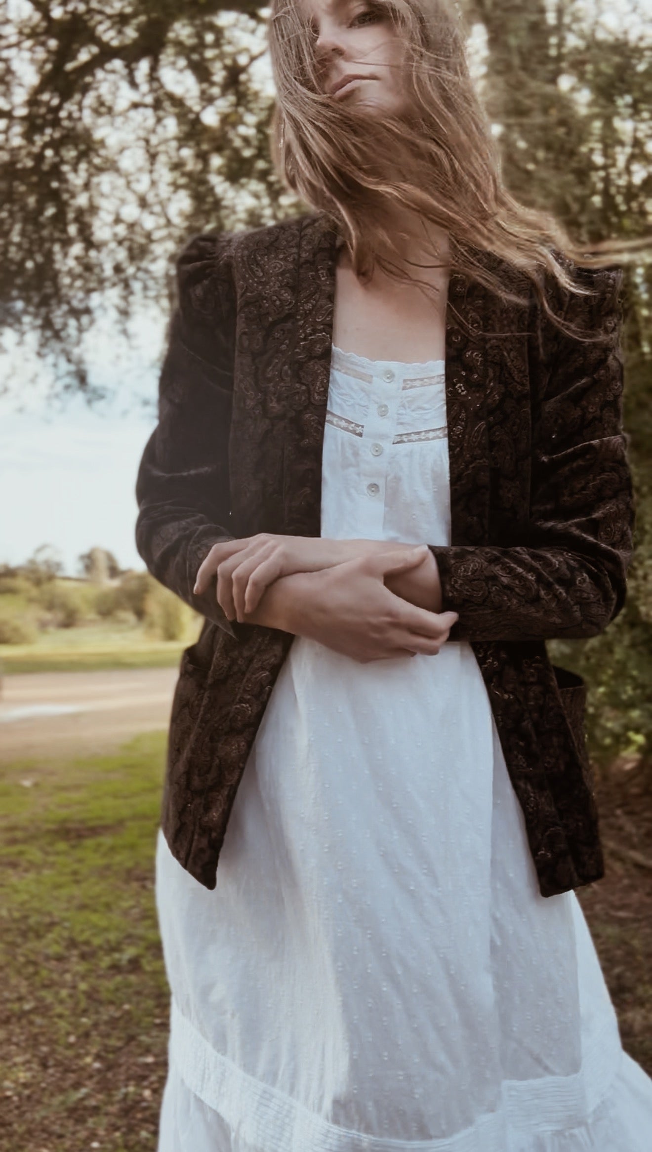 VINTAGE SPORTSCRAFT VELVETEEN PAISLEY BLAZER XS