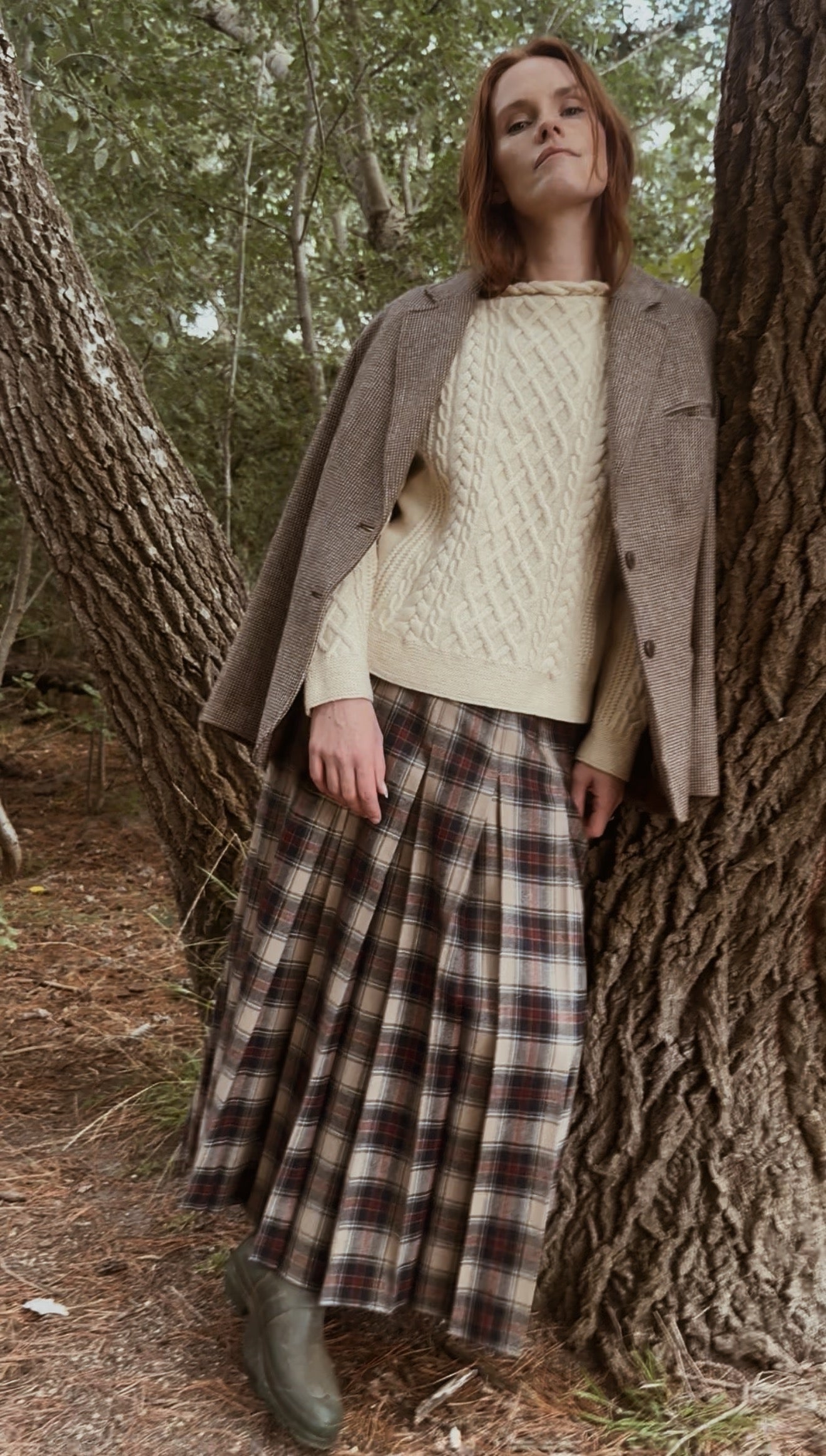 VINTAGE PELACO TARTAN WOOL PLEATED SKIRT XS-S