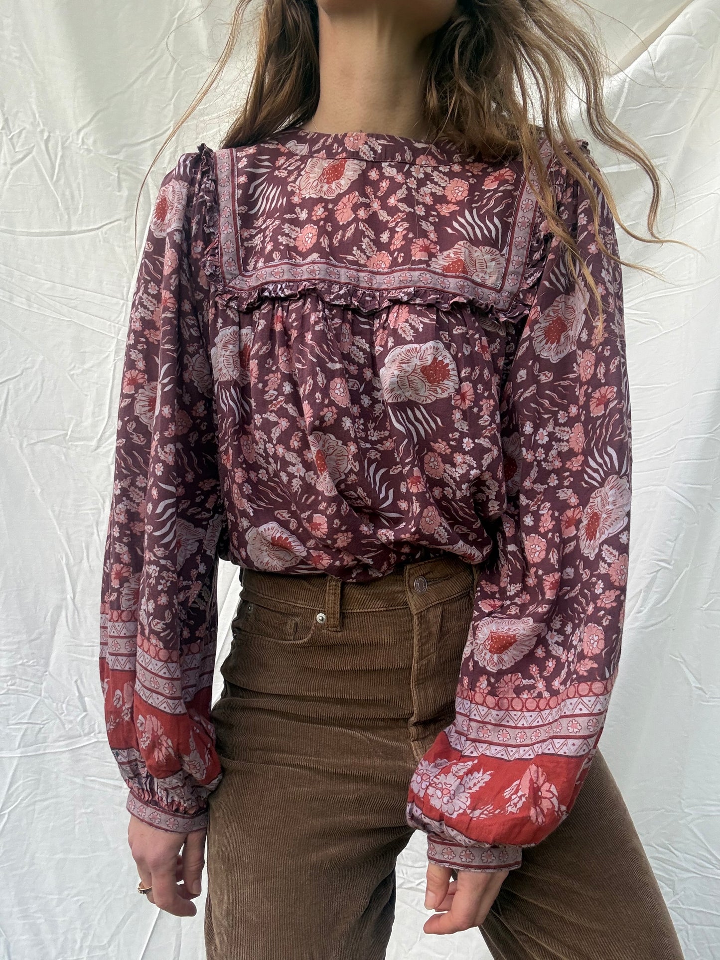 PRELOVED - DALI BLOUSE PLUM FLORAL SMALL