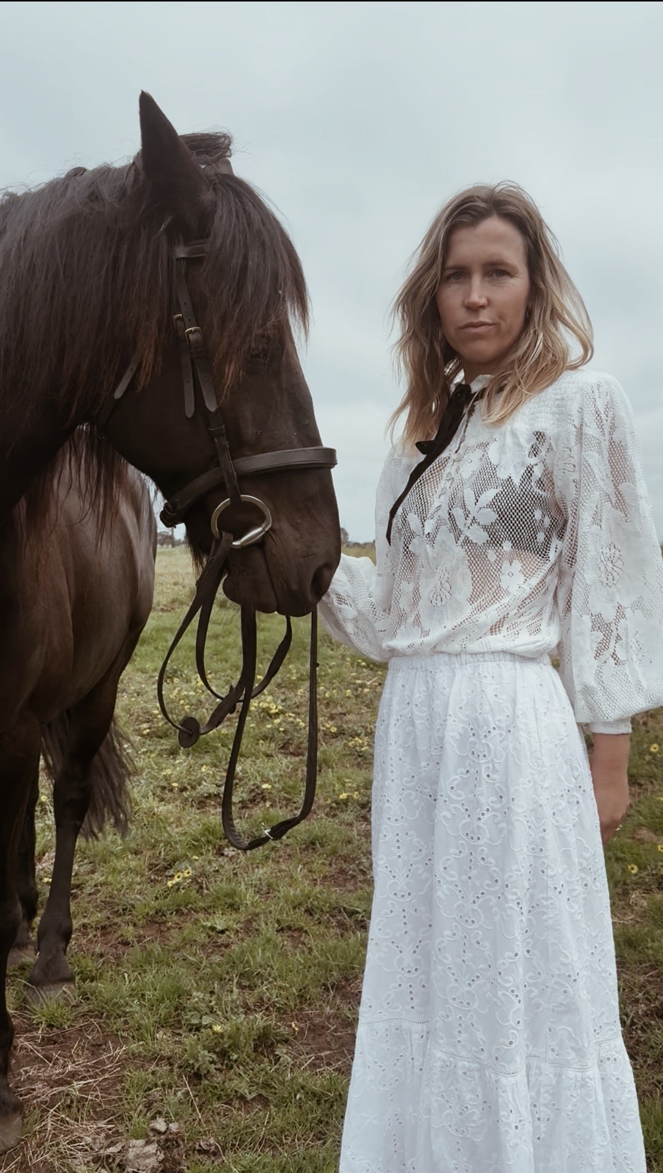 CELESTE CROCHET COTTON BLOUSE WHITE