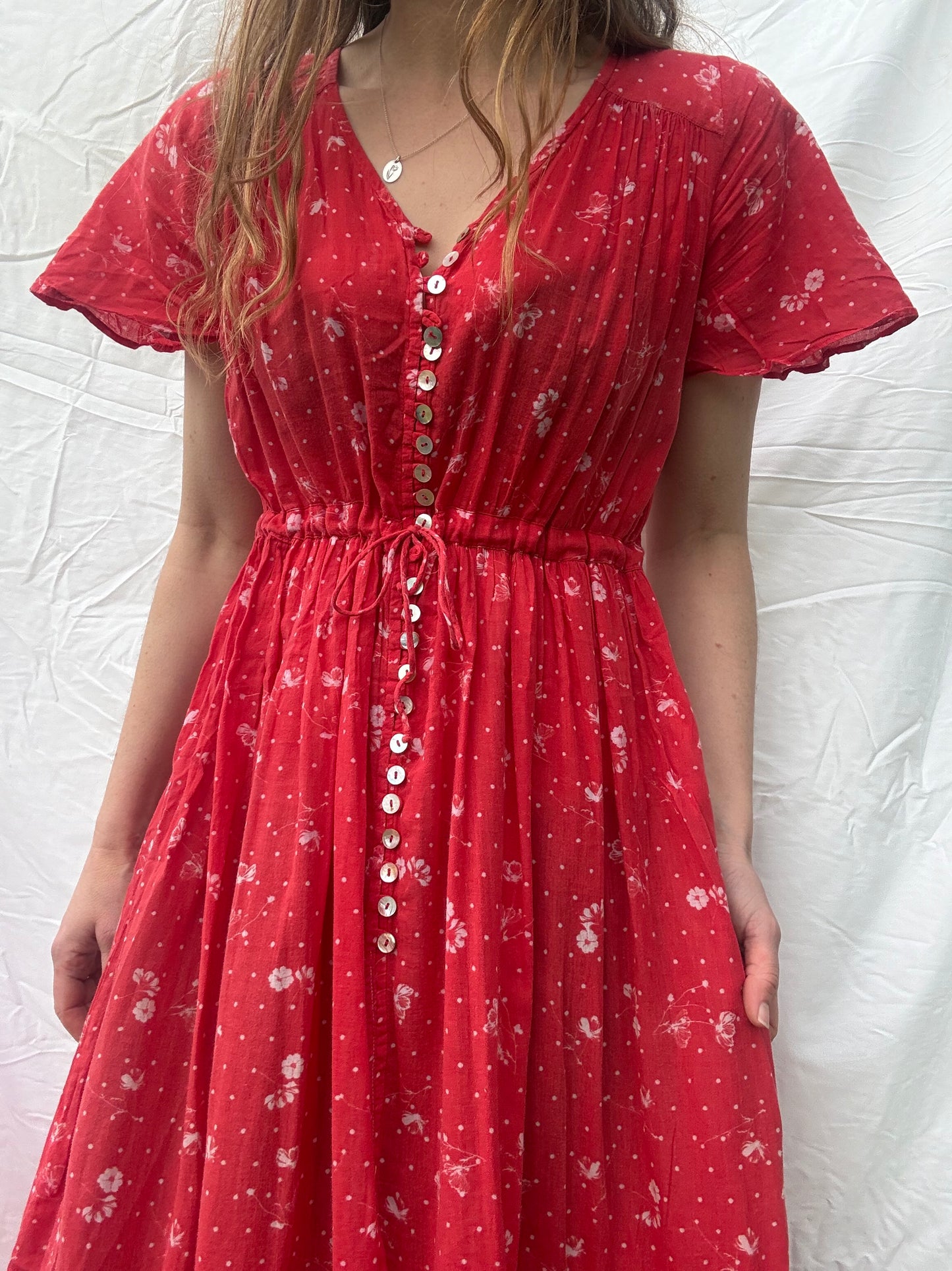 PRELOVED - DULCIE DRESS RED COSMOS FLORAL SMALL