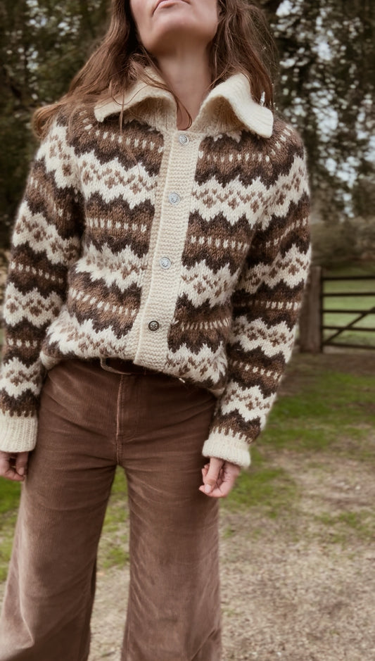 HAND KNIT WOOL CARDIGAN - ONE OF A KIND XS-L