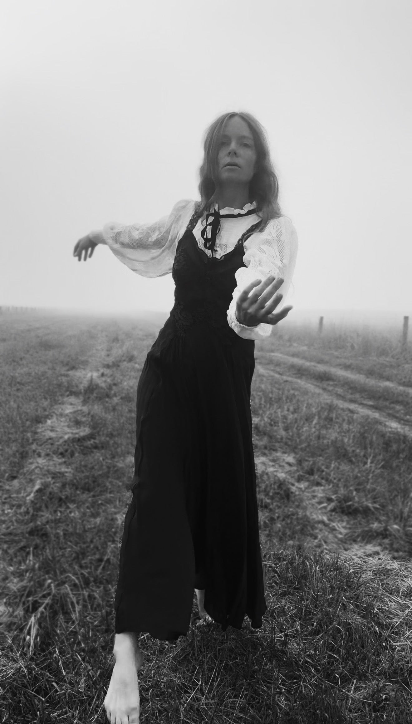 PREORDER AURORA SILK & LACE DRESS - BLACK