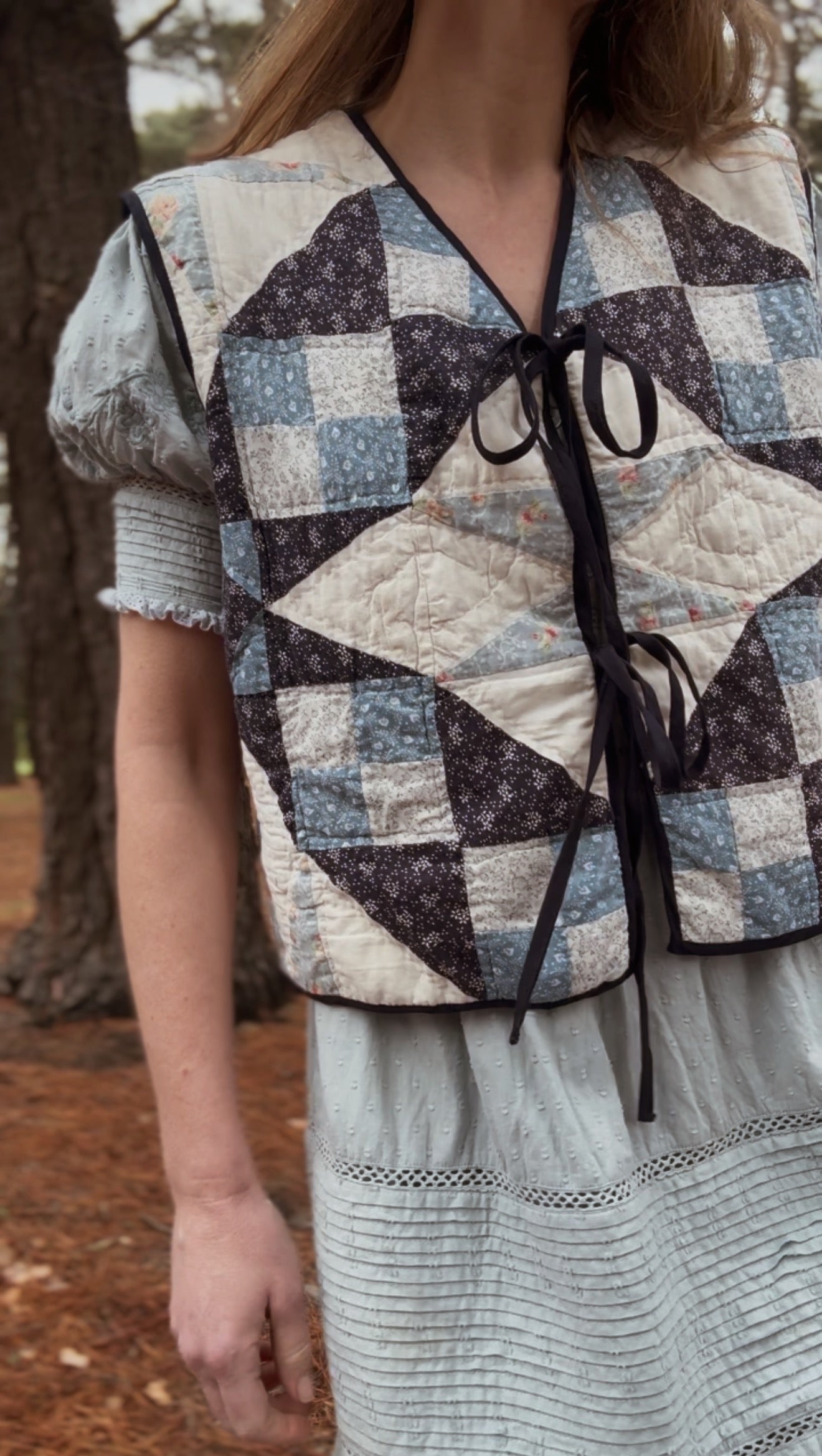 ONE OF A KIND REWORKED PATCHWORK VEST S-L