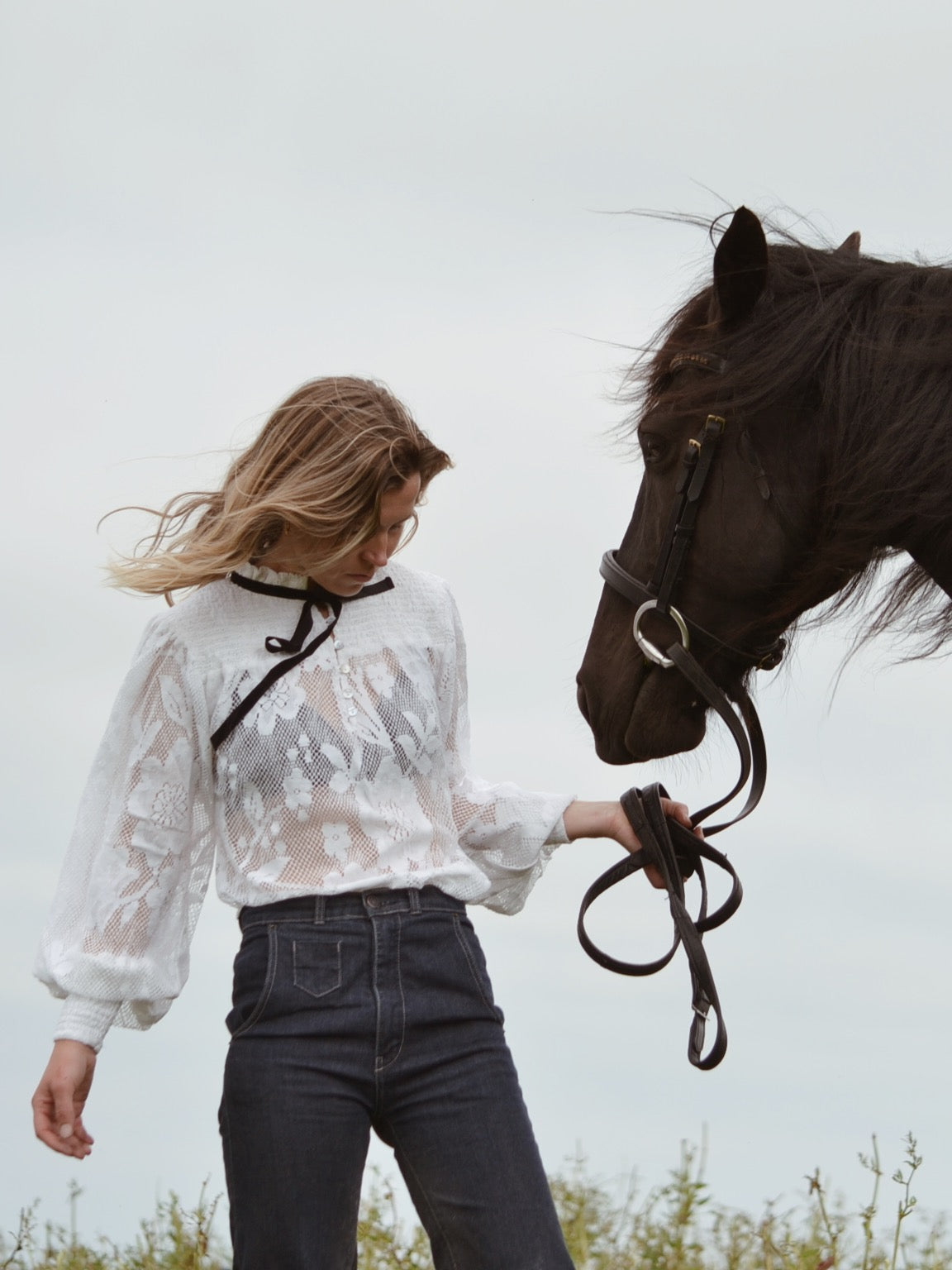 CELESTE CROCHET COTTON BLOUSE WHITE