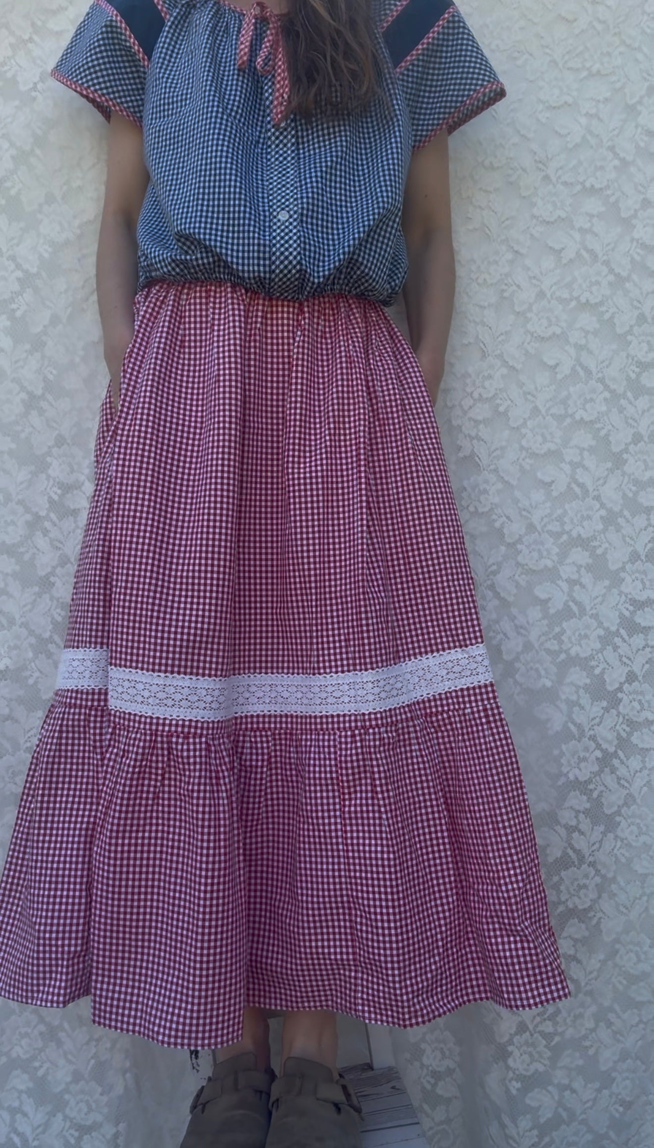 ANYA SKIRT RED GINGHAM