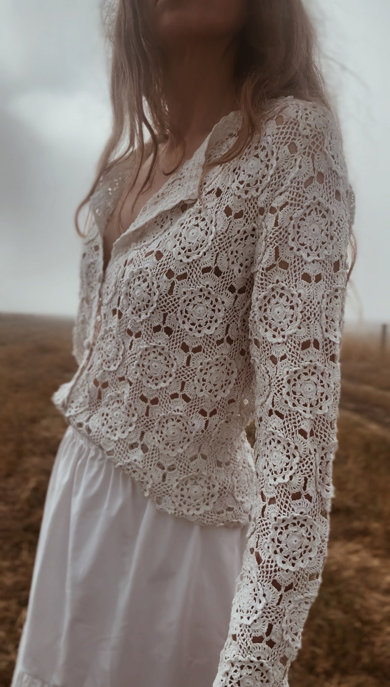 REWORKED CROCHET CARDIGAN OFF WHITE SMALL