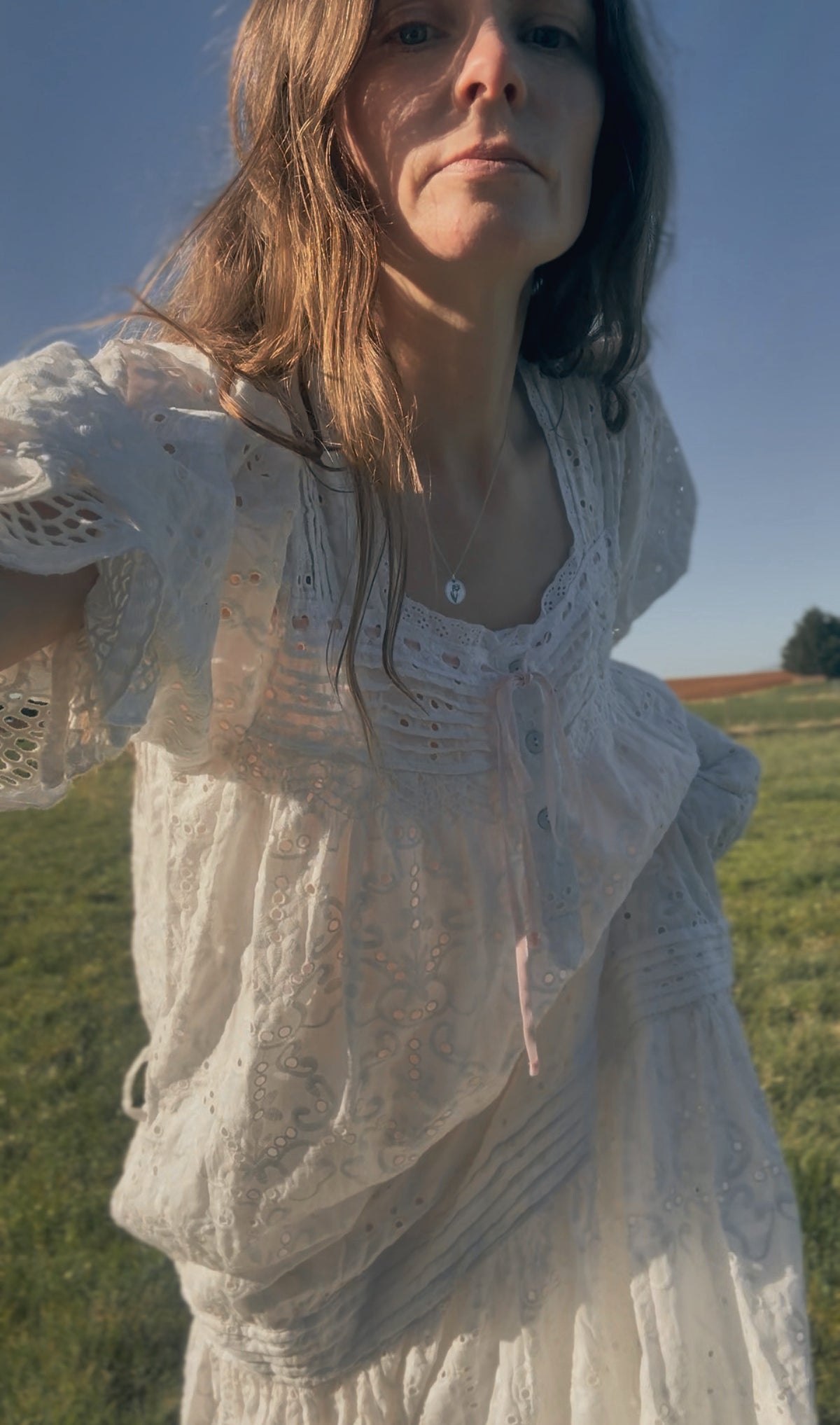100% RECYCLED COTTON - MORNING SONG DRESS WHITE BRODERIE COTTON