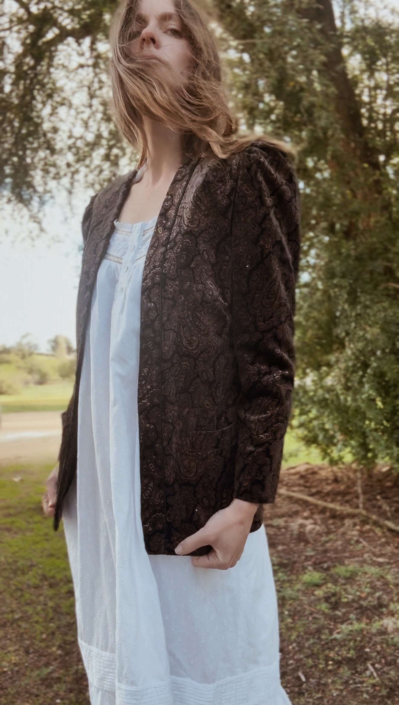 VINTAGE SPORTSCRAFT VELVETEEN PAISLEY BLAZER XS