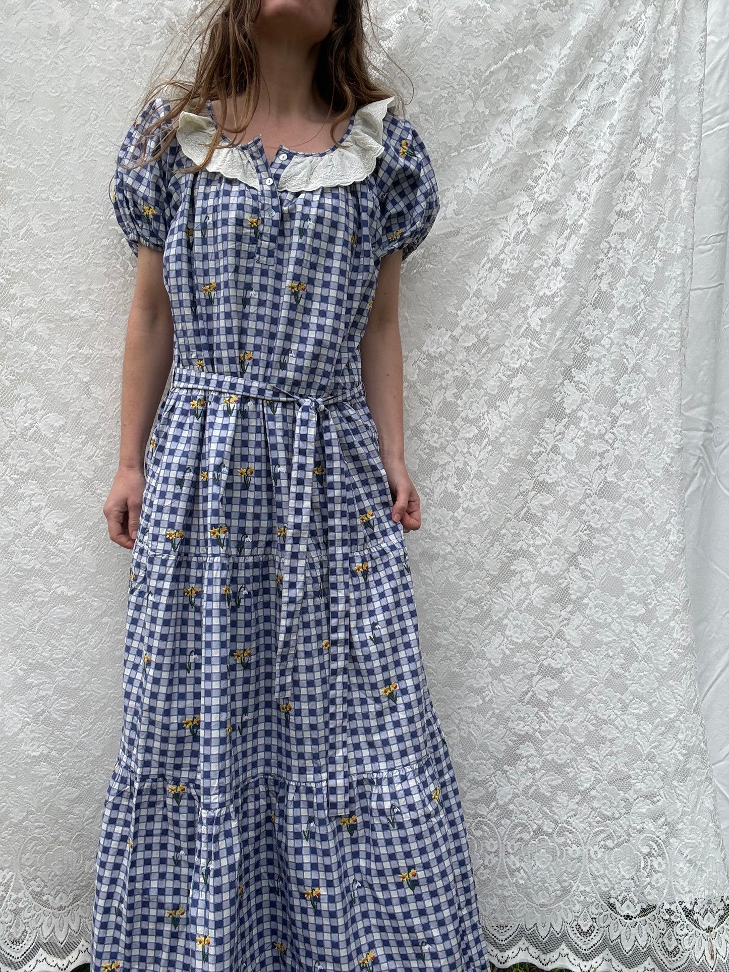 PRELOVED 100% RECYCLED COTTON - DELPHINIUM BLUE GINGHAM XXXL