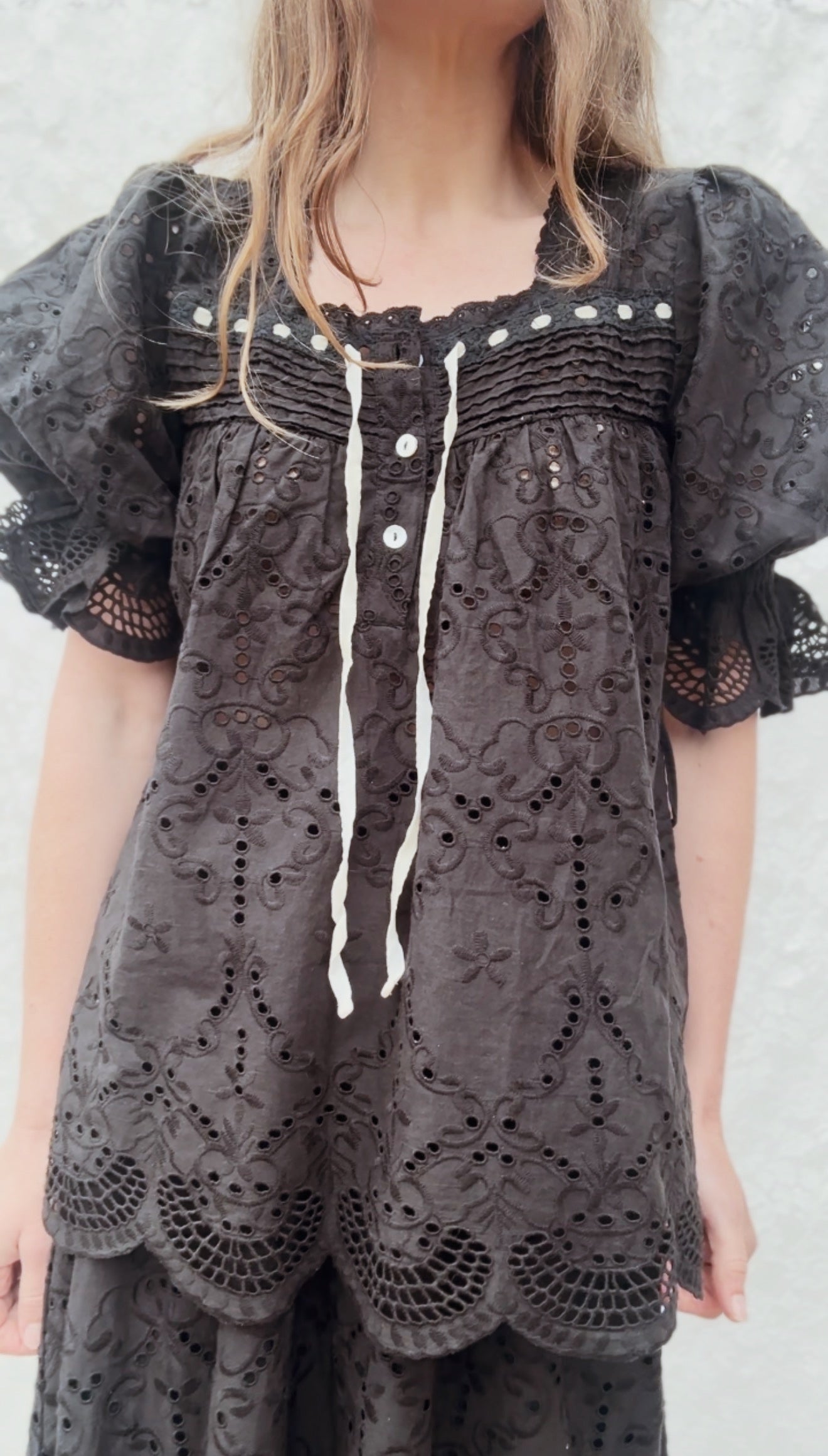 100% RECYCLED COTTON - MORNING SONG BLOUSE BLACK