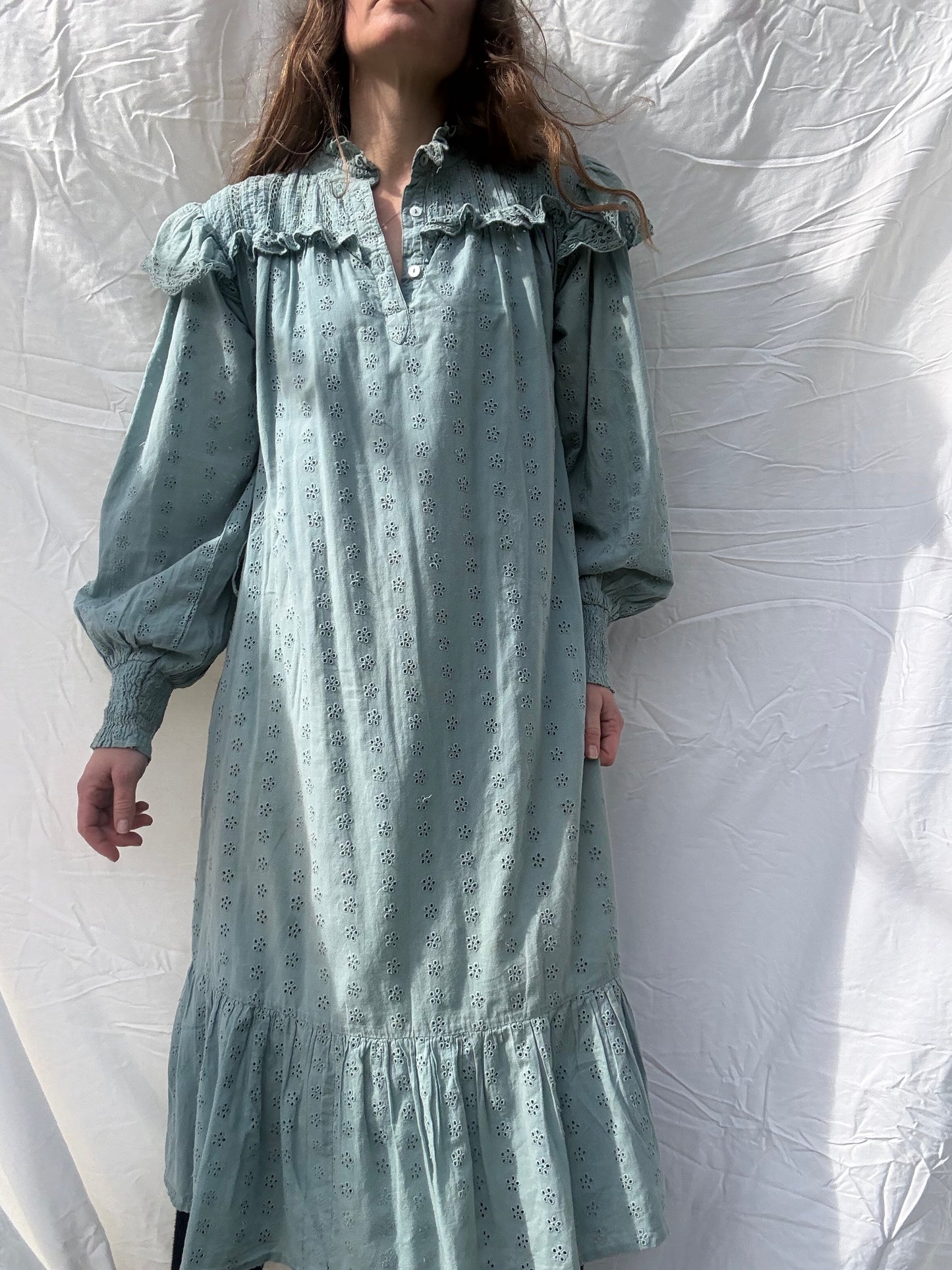PRELOVED - 100% RECYCLED COTTON - CLOTHILDE DRESS DUSTY TEAL SMALL