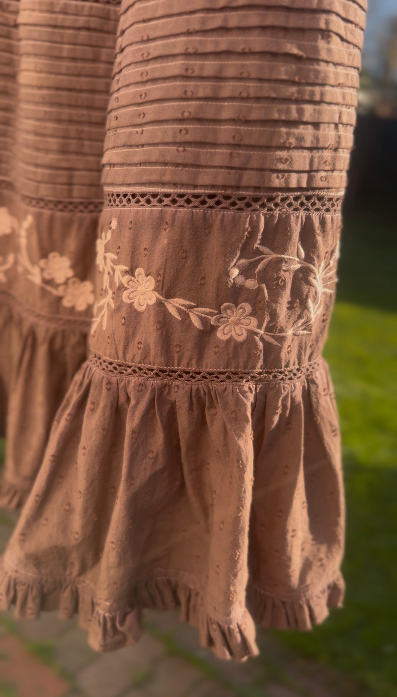 100% RECYCLED COTTON - FAUSTINE DRESS PASTEL WASHED BROWN