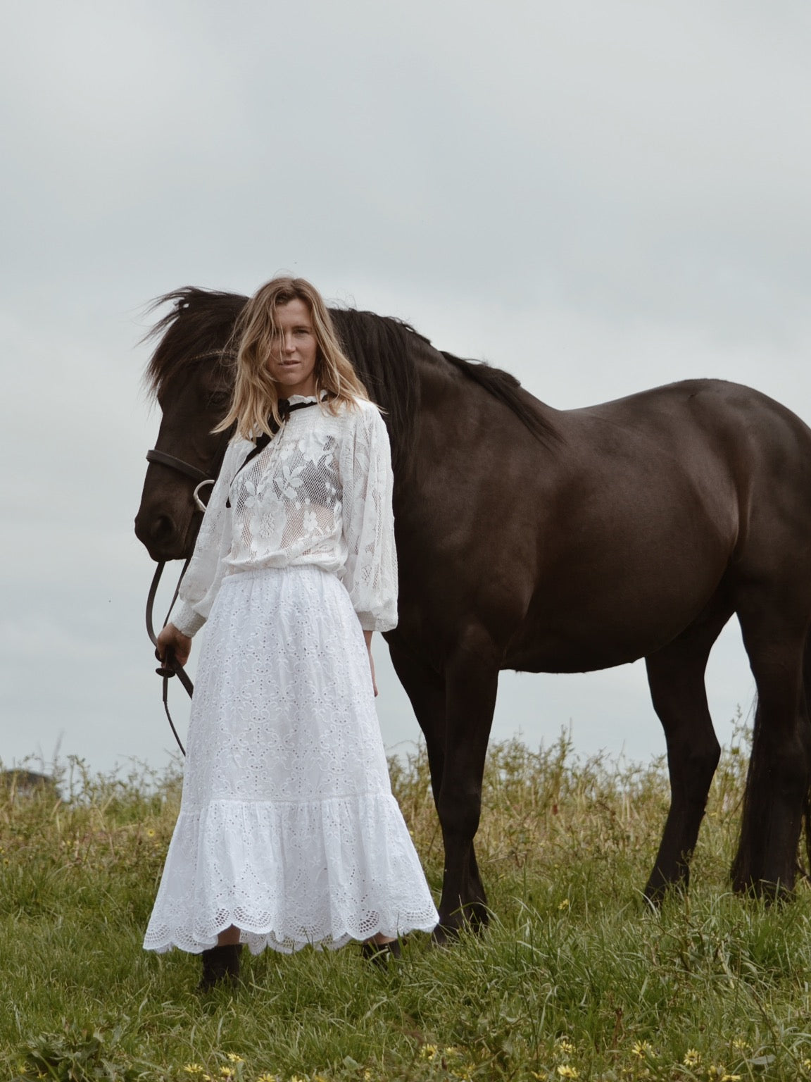 CELESTE CROCHET COTTON BLOUSE WHITE