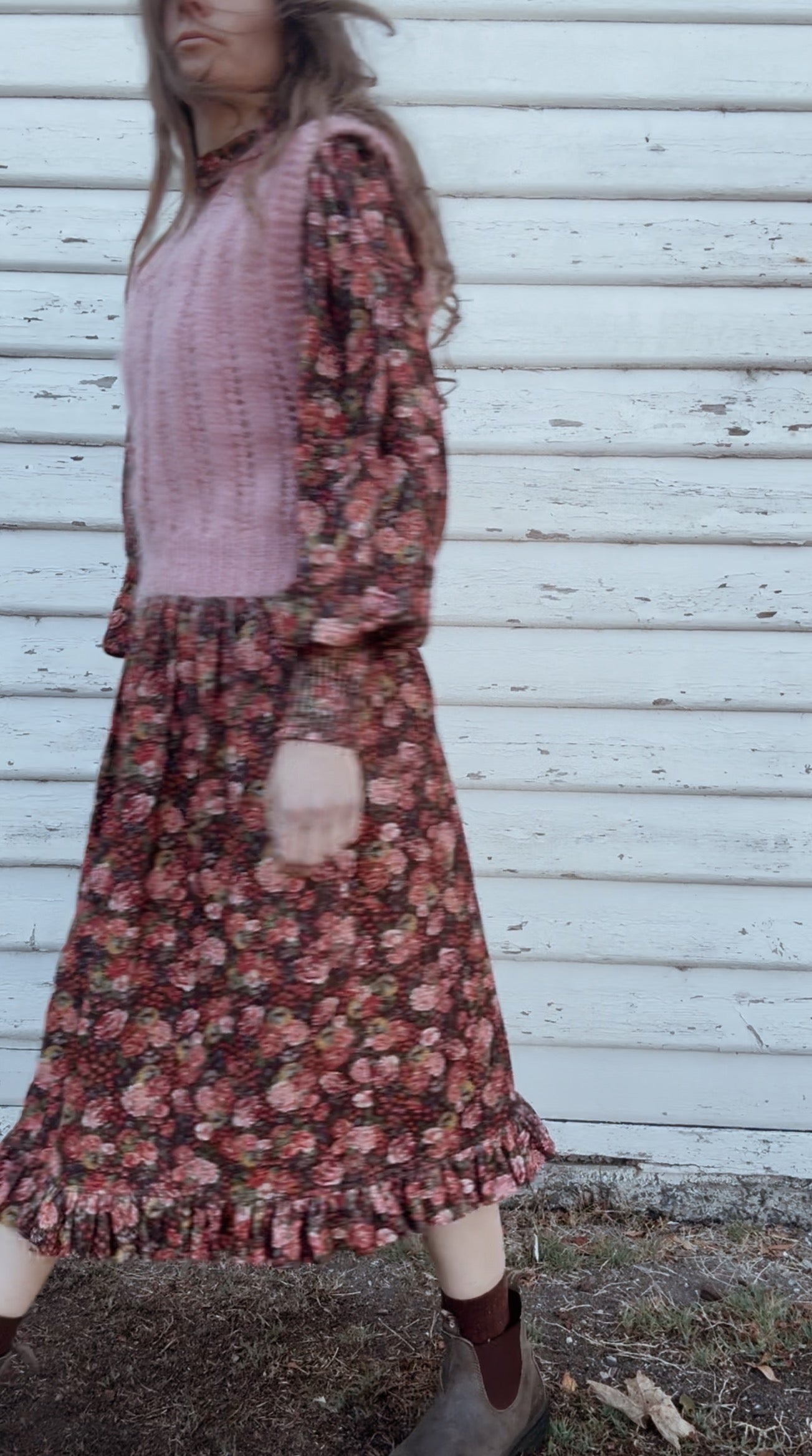 100% RECYCLED COTTON - AUTUMNAL ANOUK RUFFLE PINAFORE/SKIRT CORDUROY