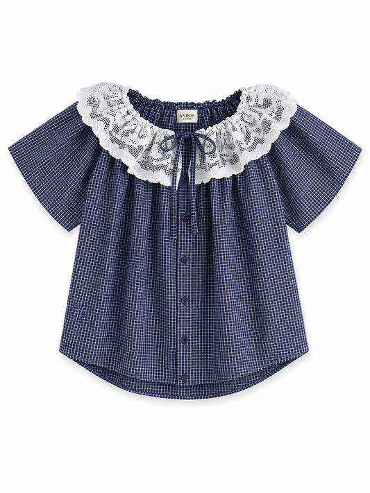 ONE OF A KIND VINTAGE FILET LACE BLOUSE — XS/S