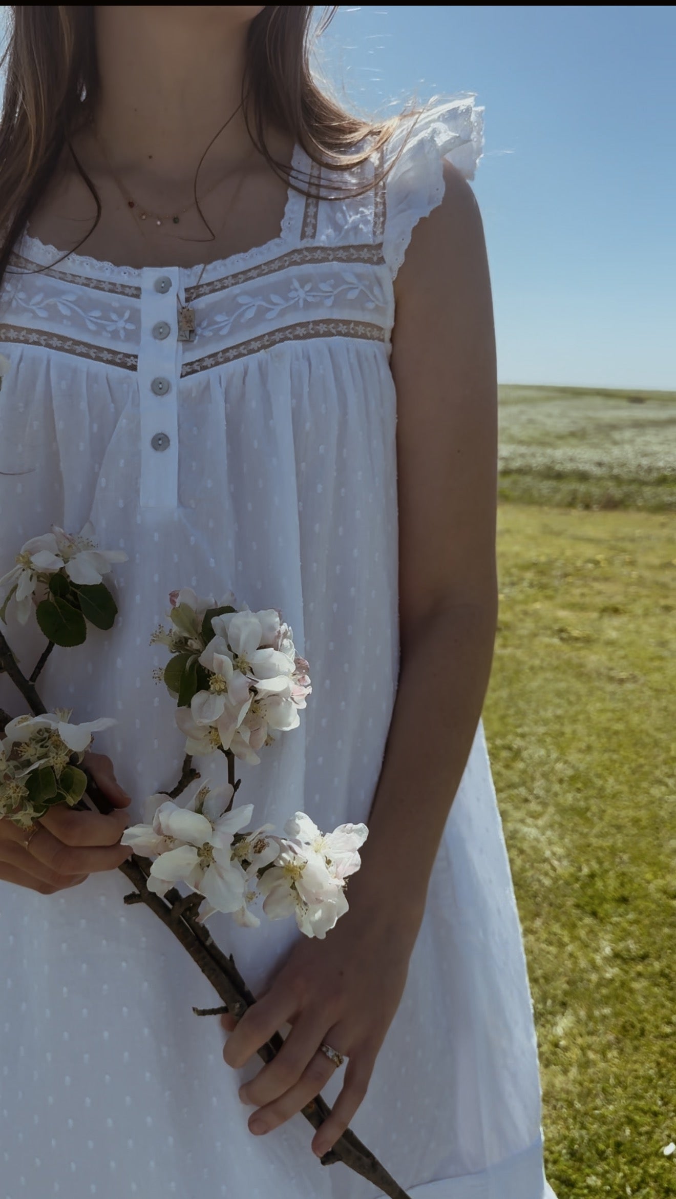100% RECYCLED COTTON - ALICE DRESS -  WHITE