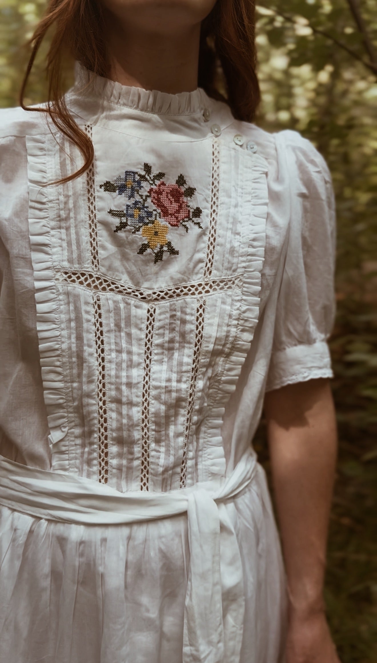 PREORDER PAULINA WHITE CROSS STITCH COTTON DRESS