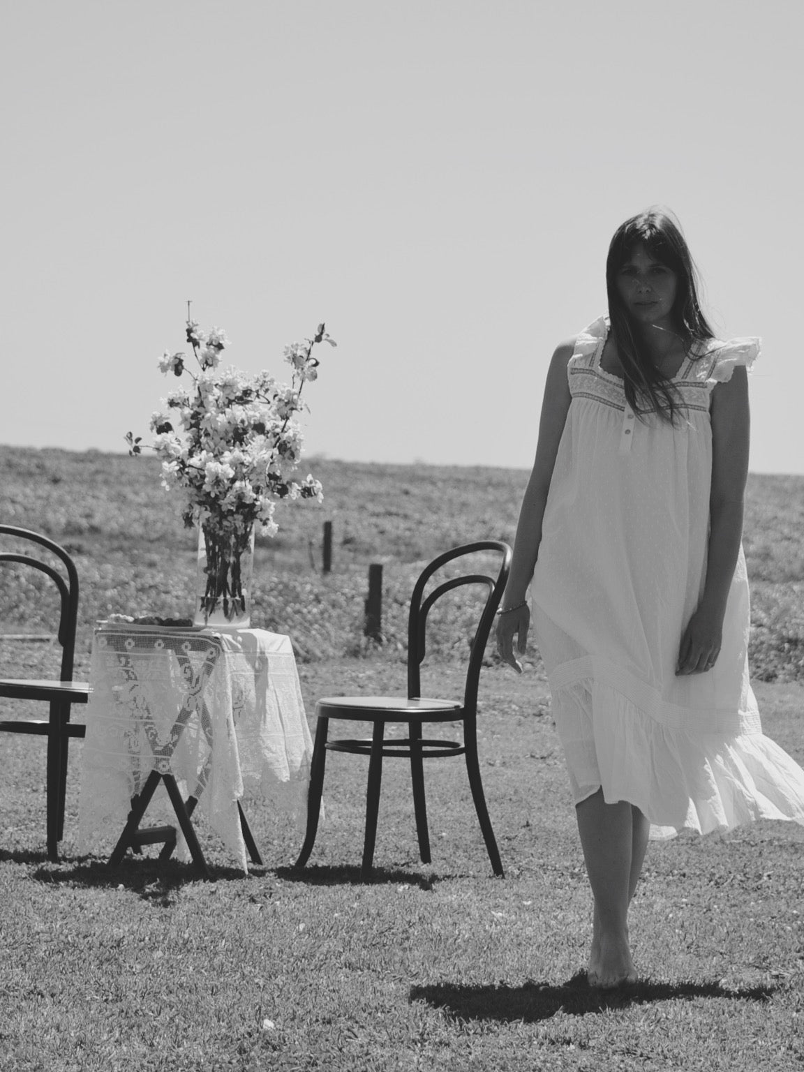 100% RECYCLED COTTON - ALICE DRESS -  WHITE