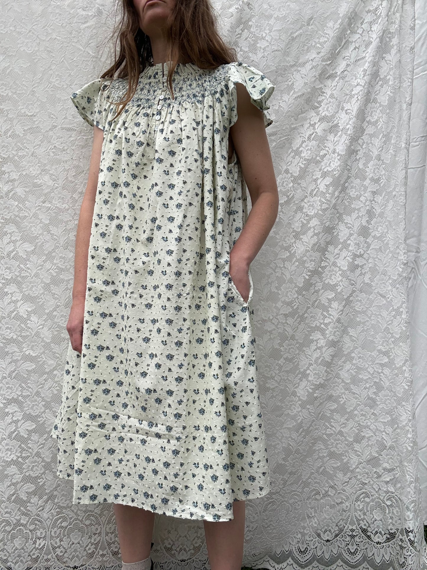 SECOND 100% RECYCLED DOBBY COTTON - ELORA BLUE ROSE L