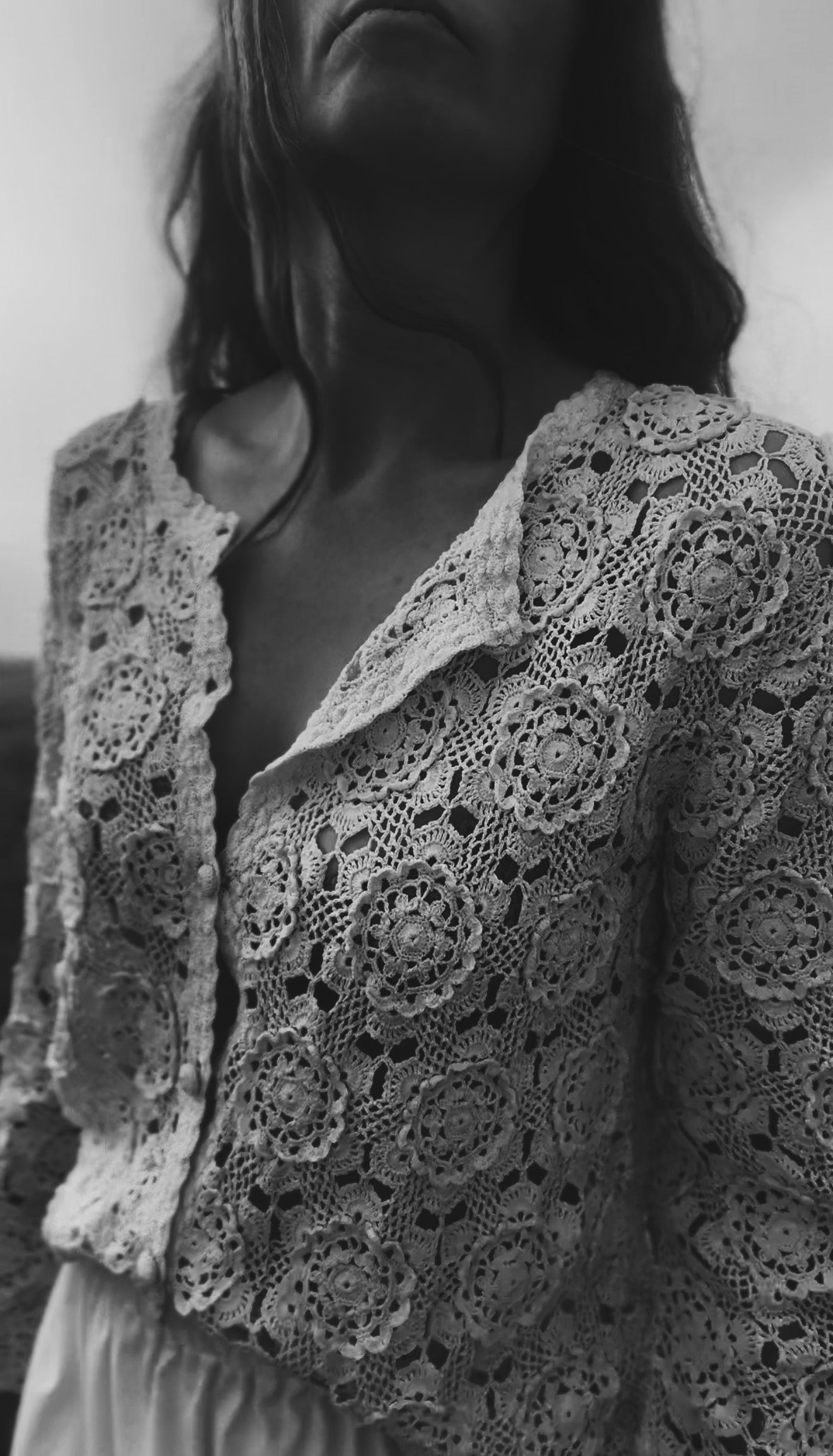 REWORKED CROCHET CARDIGAN OFF WHITE SMALL