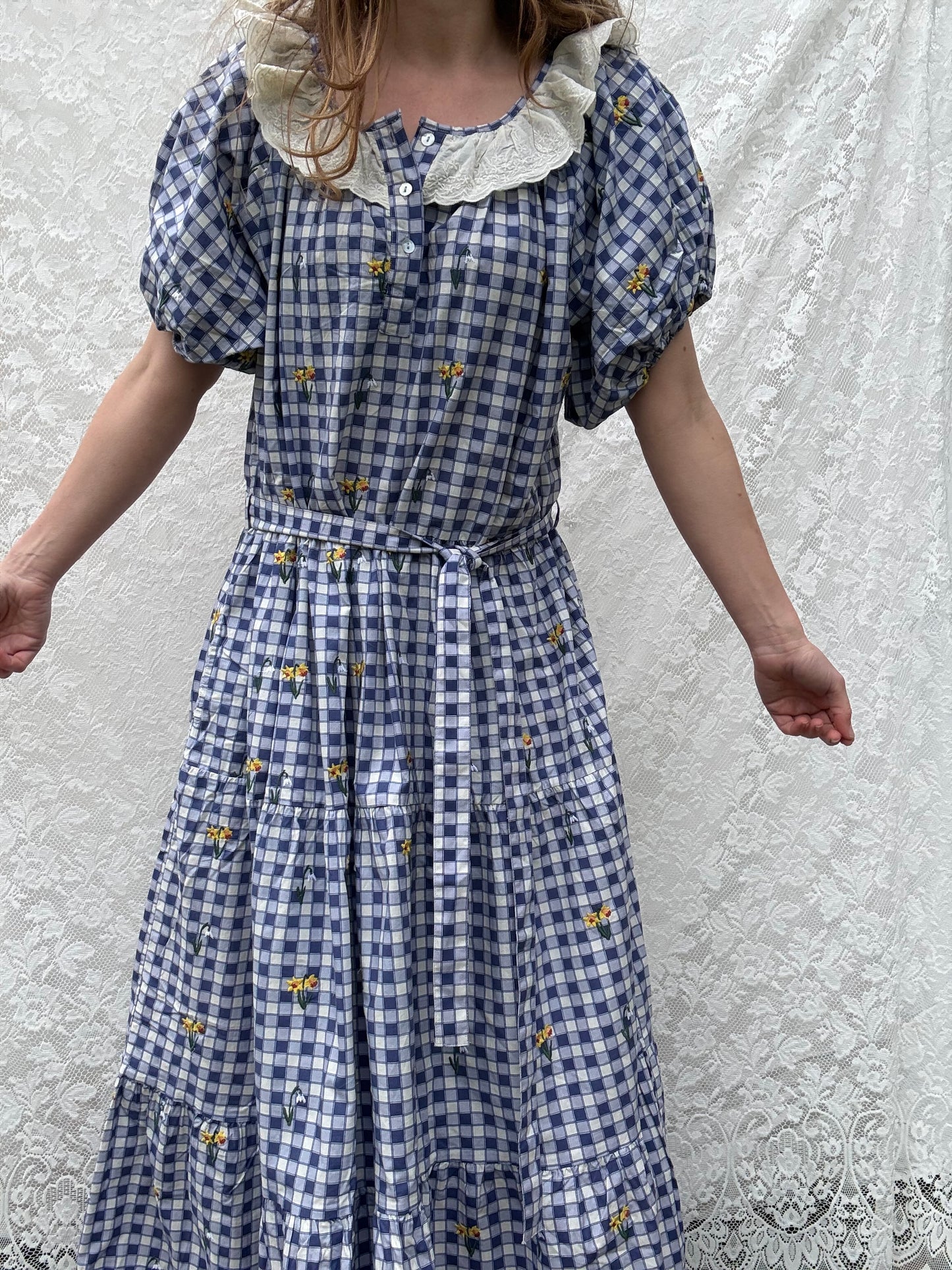 PRELOVED 100% RECYCLED COTTON - DELPHINIUM BLUE GINGHAM XXXL