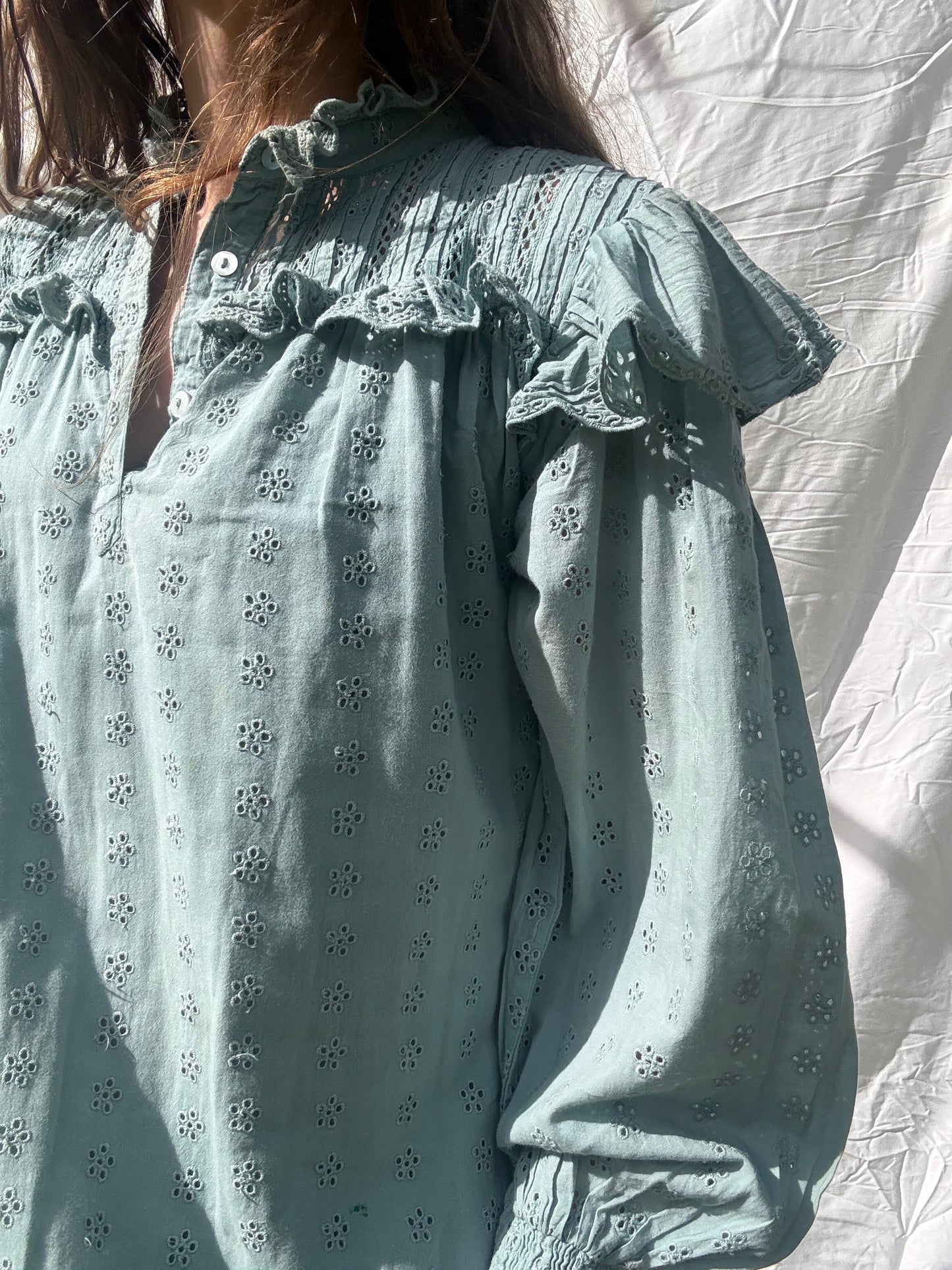PRELOVED - 100% RECYCLED COTTON - CLOTHILDE DRESS DUSTY TEAL SMALL
