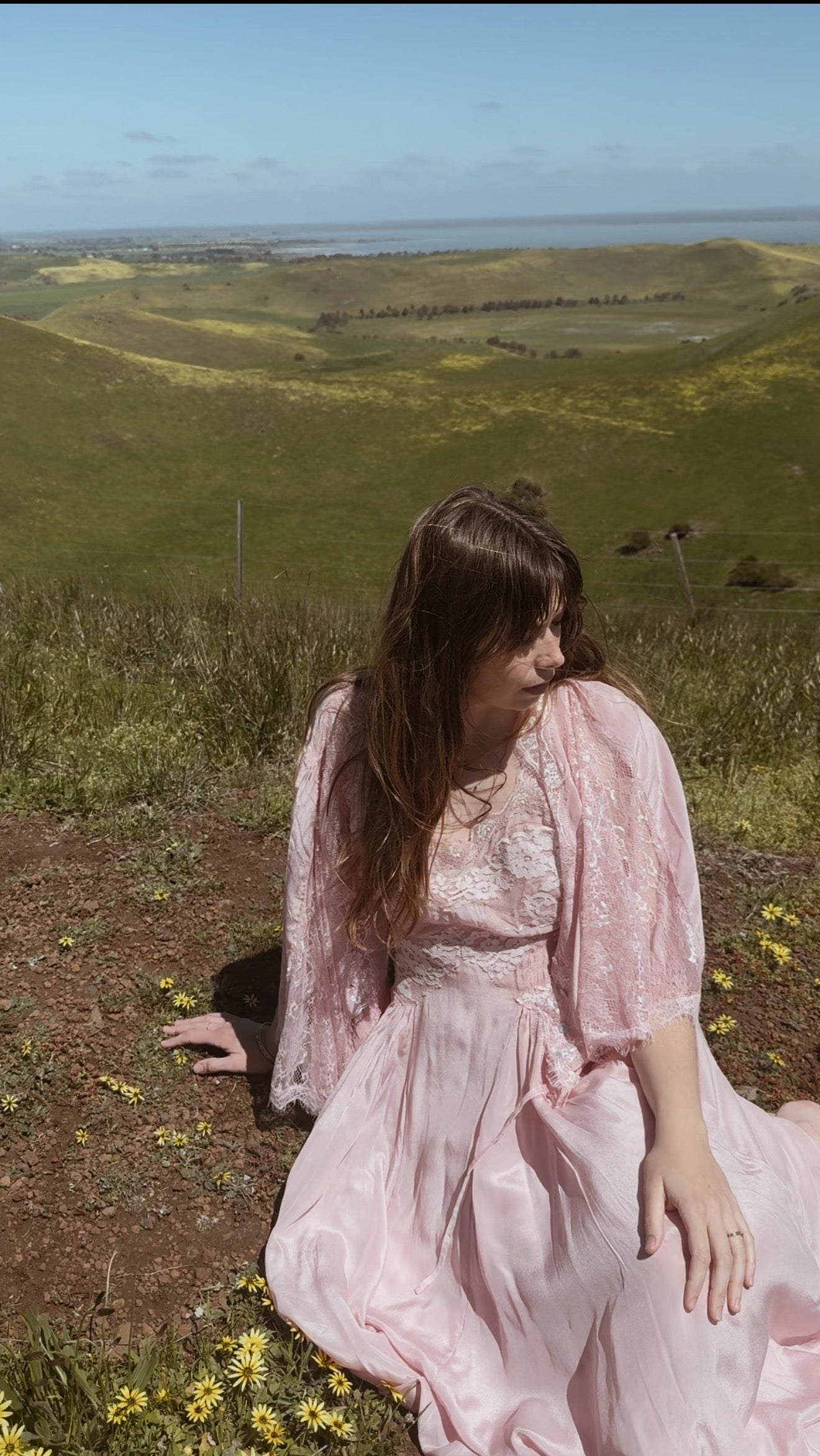 AURORA SILK & LACE DRESS - PASTEL PINK