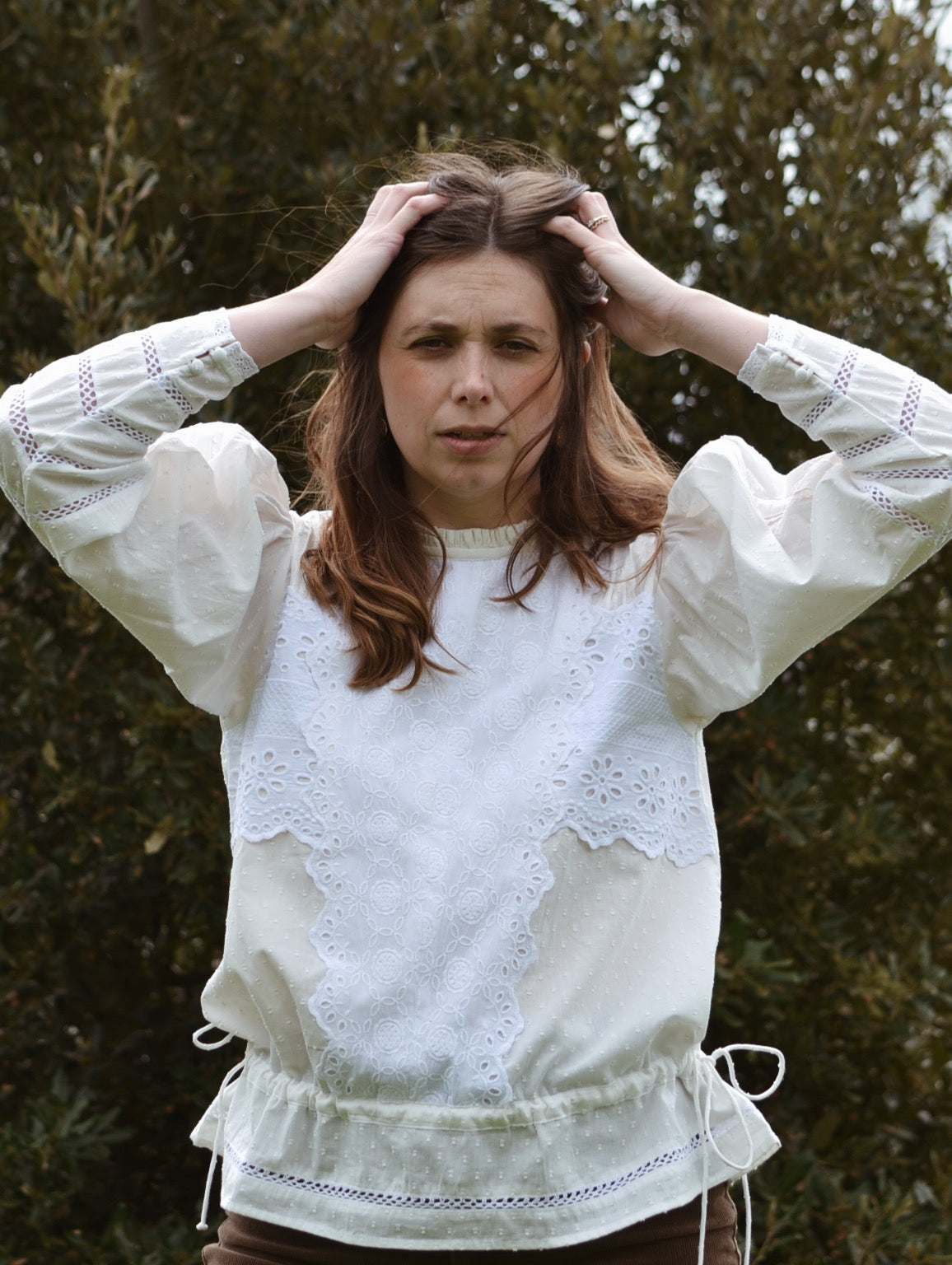 SAINSBURY COTTON LACE BLOUSE WHITE