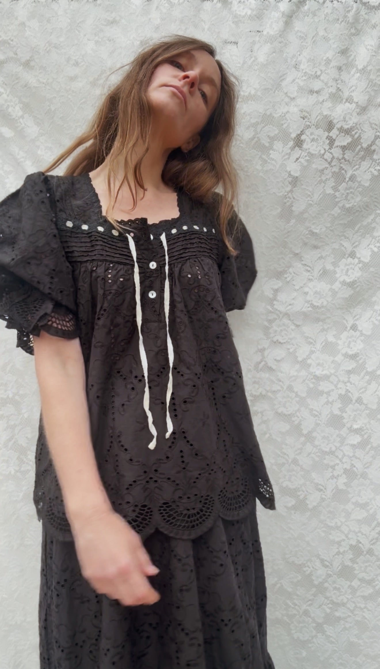 100% RECYCLED COTTON - MORNING SONG BLOUSE BLACK