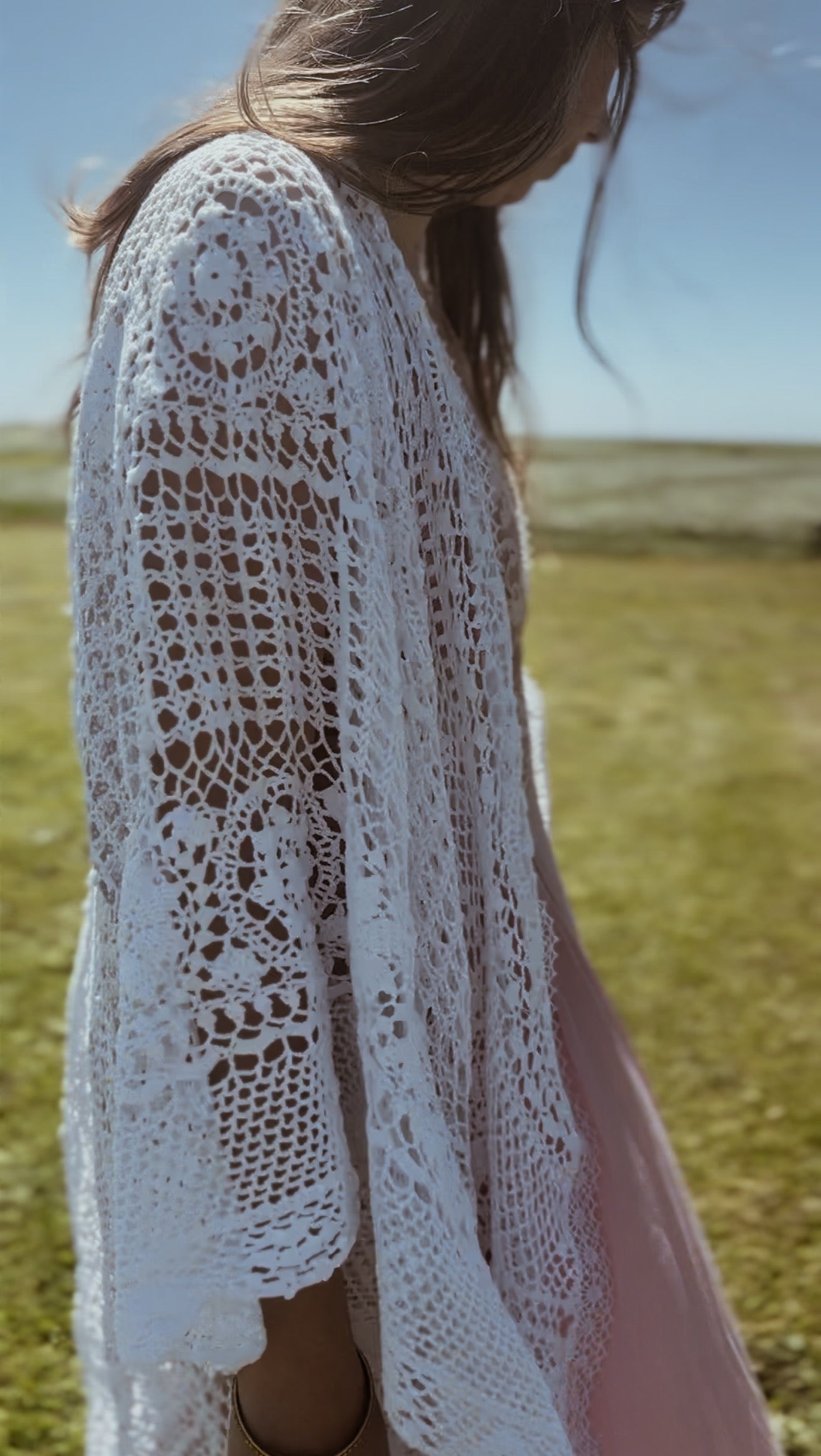 REWORKED - ONE OF A KIND WHITE CROCHET THROW - FREE SIZE