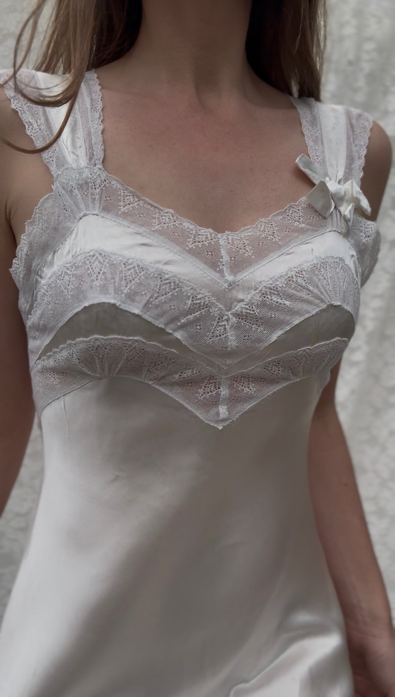 VINTAGE PATOLAINE 1930'S SLIP DRESS WHITE XS