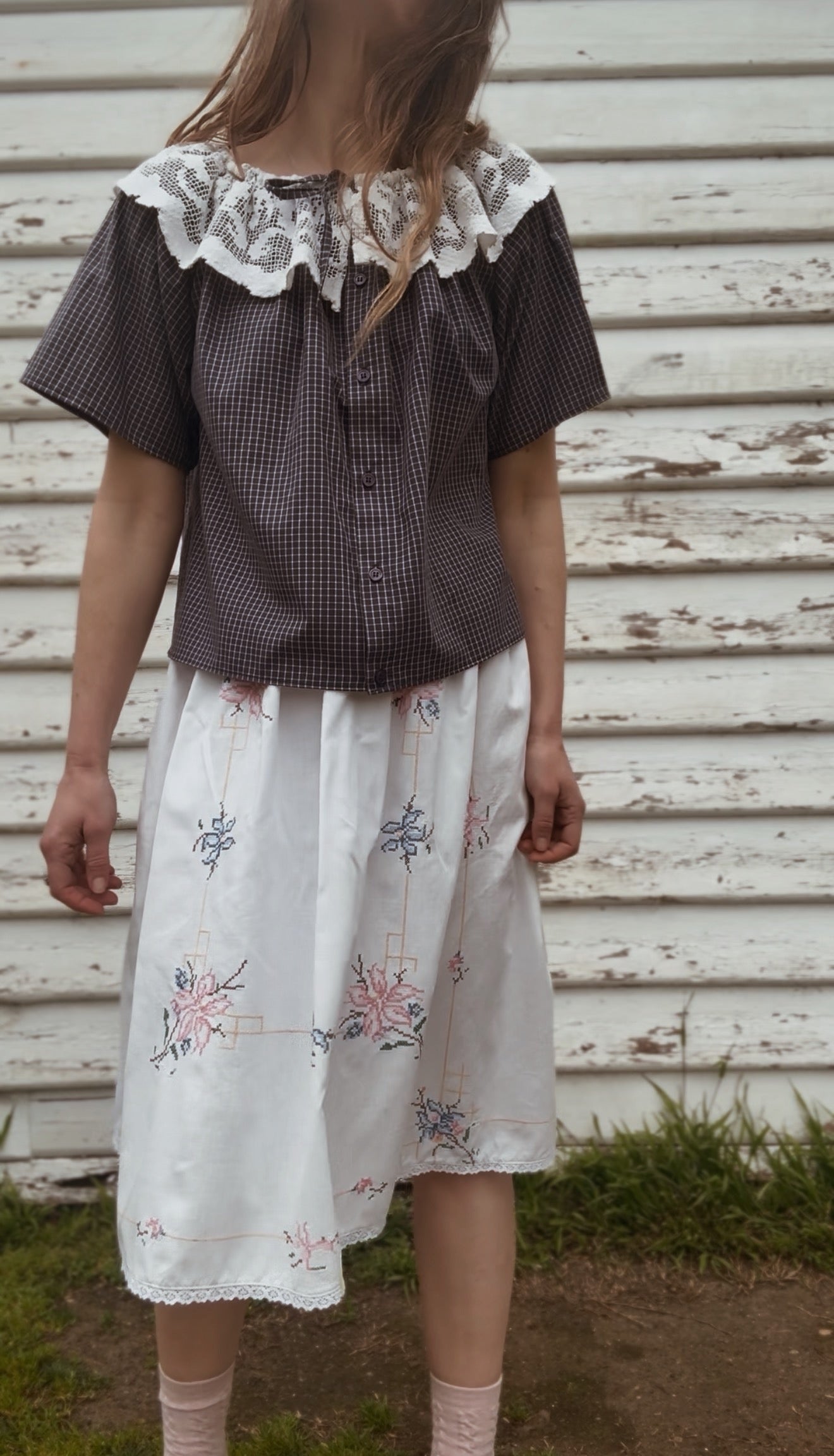 ONE OF A KIND VINTAGE FILET LACE BLOUSE — XS/S