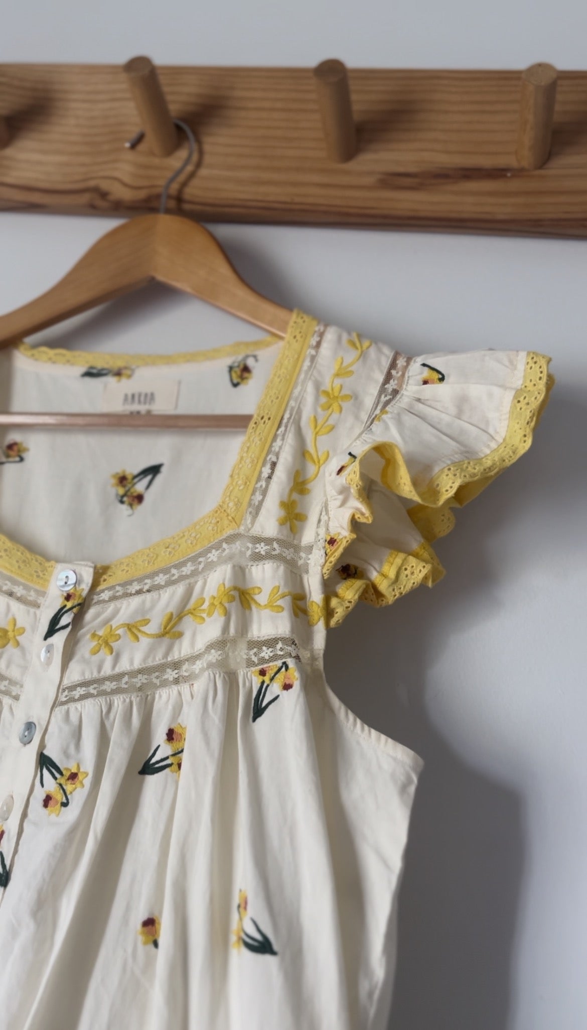 100% RECYCLED COTTON - ALICE DRESS - EMBROIDERED DAFFODIL