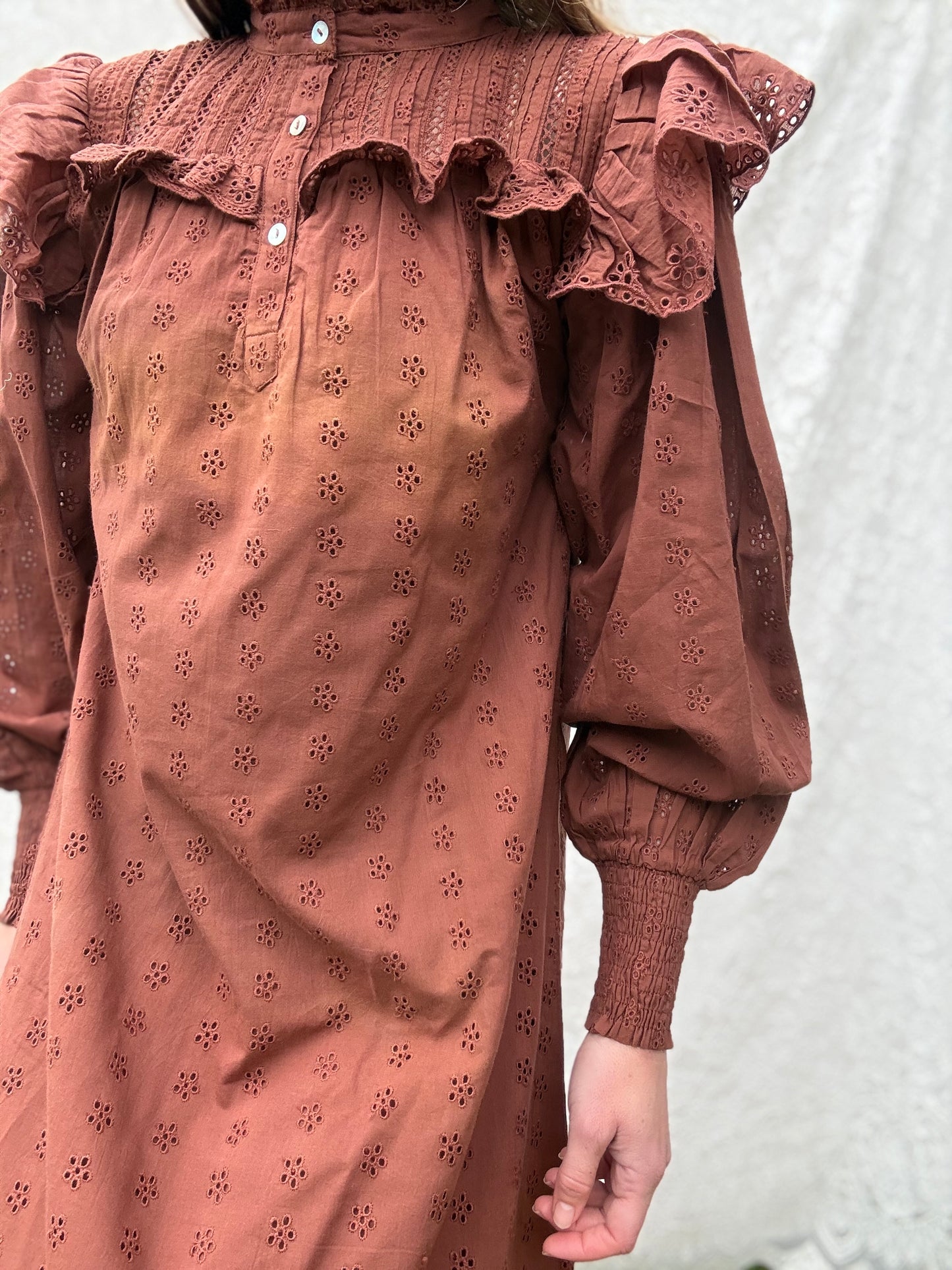 SECOND - 100% RECYCLED COTTON - CLOTHILDE DRESS RUST
