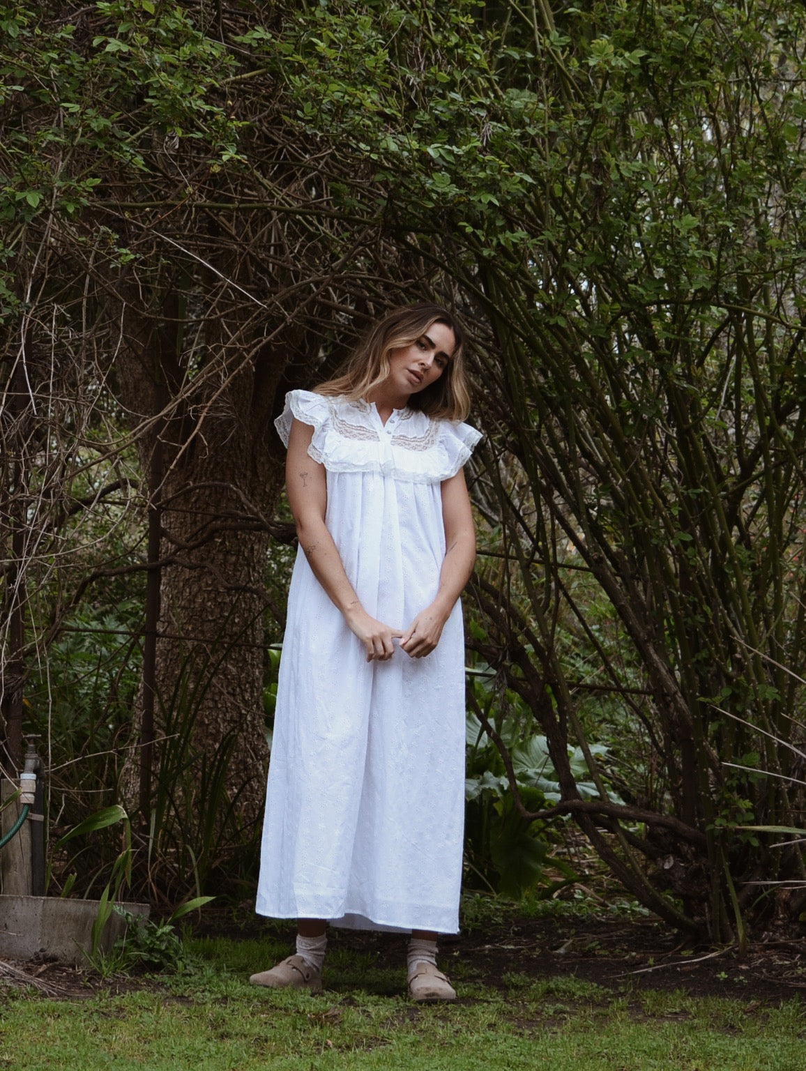 100% RECYCLED COTTON - REVERIE DRESS WHITE