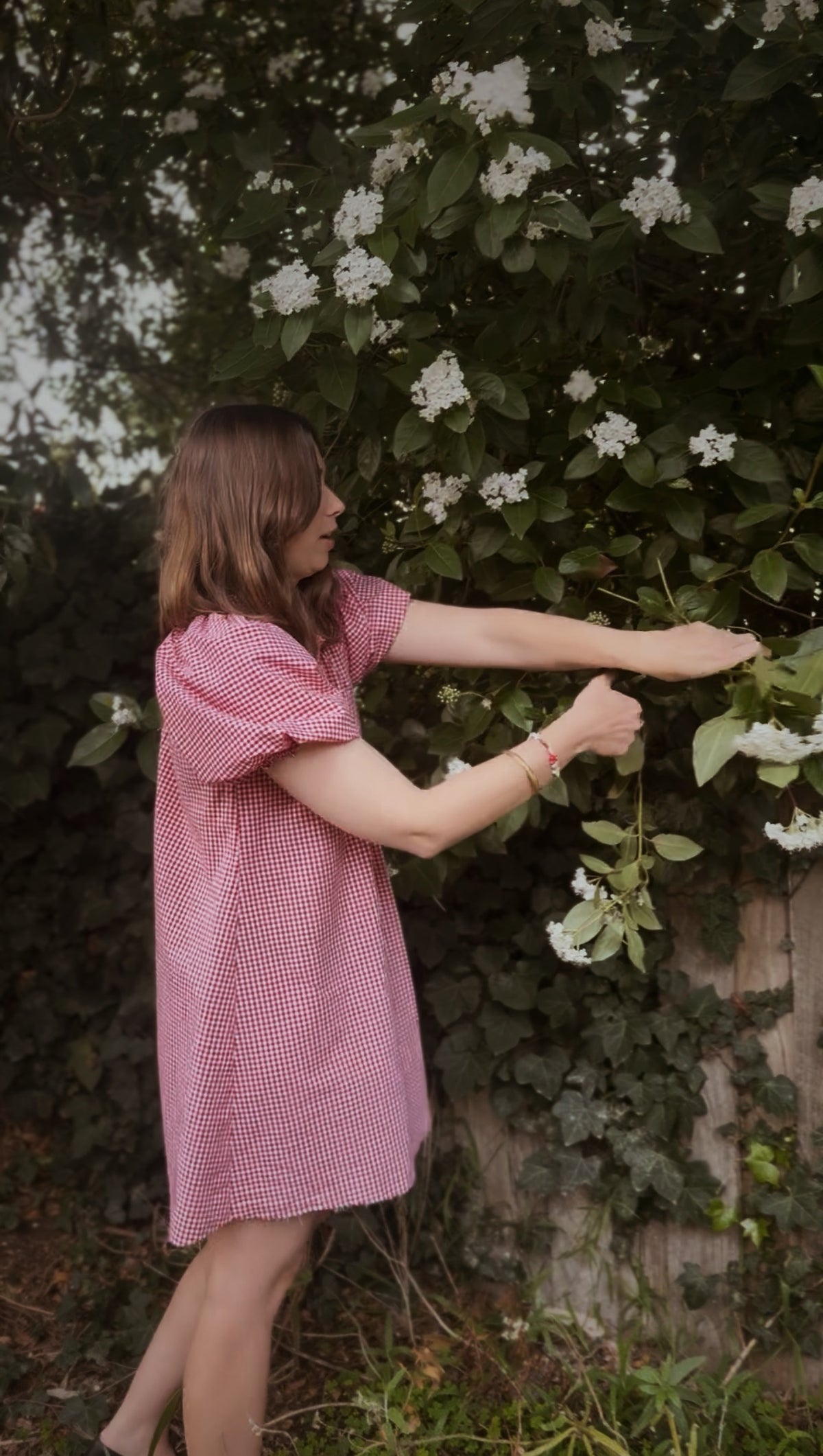 ANYA SMOCK DRESS RED GINGHAM COTTON