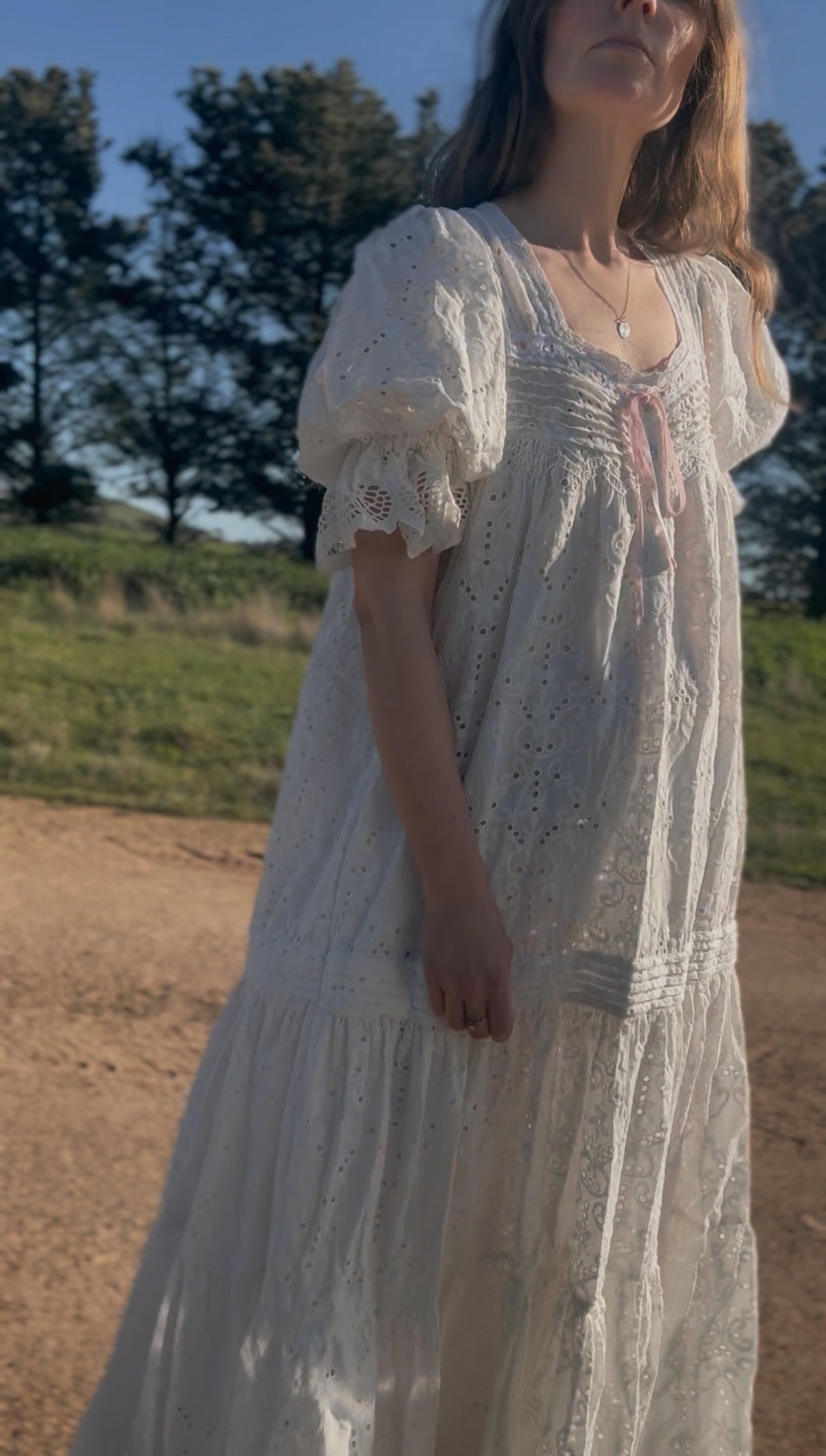 100% RECYCLED COTTON - MORNING SONG DRESS WHITE BRODERIE COTTON