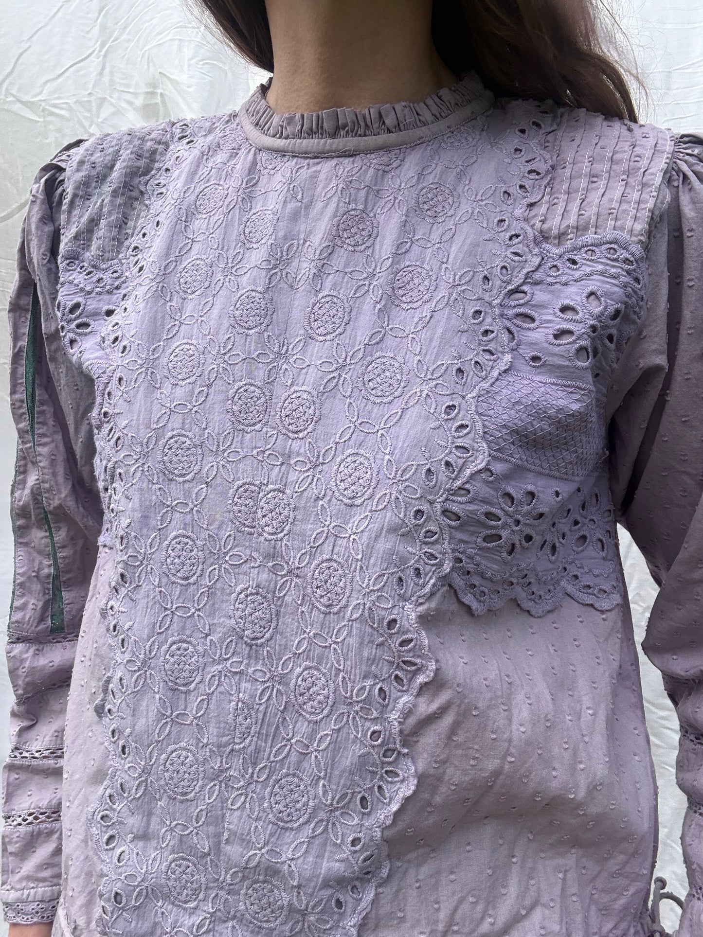 SAMPLE - SAINSBURY COTTON LACE BLOUSE LAVENDER SMALL